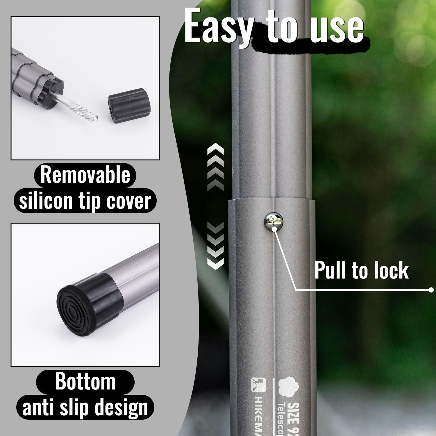 HIKEMAN Teleskopstange für Zelte Tarp - Campingstangen Zeltstangen Teleskop,Aluminium Höhenverstellbar 92-280cm für Zelt,Tarp,Sonnensegel oder Plane