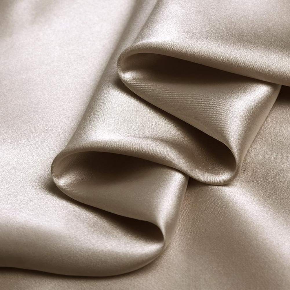 Camel Color Charmeuse Fabric 100% Pure Silk Fabrics Solid Silk Satin Fabric by The Metre for Sewing Width 114cm