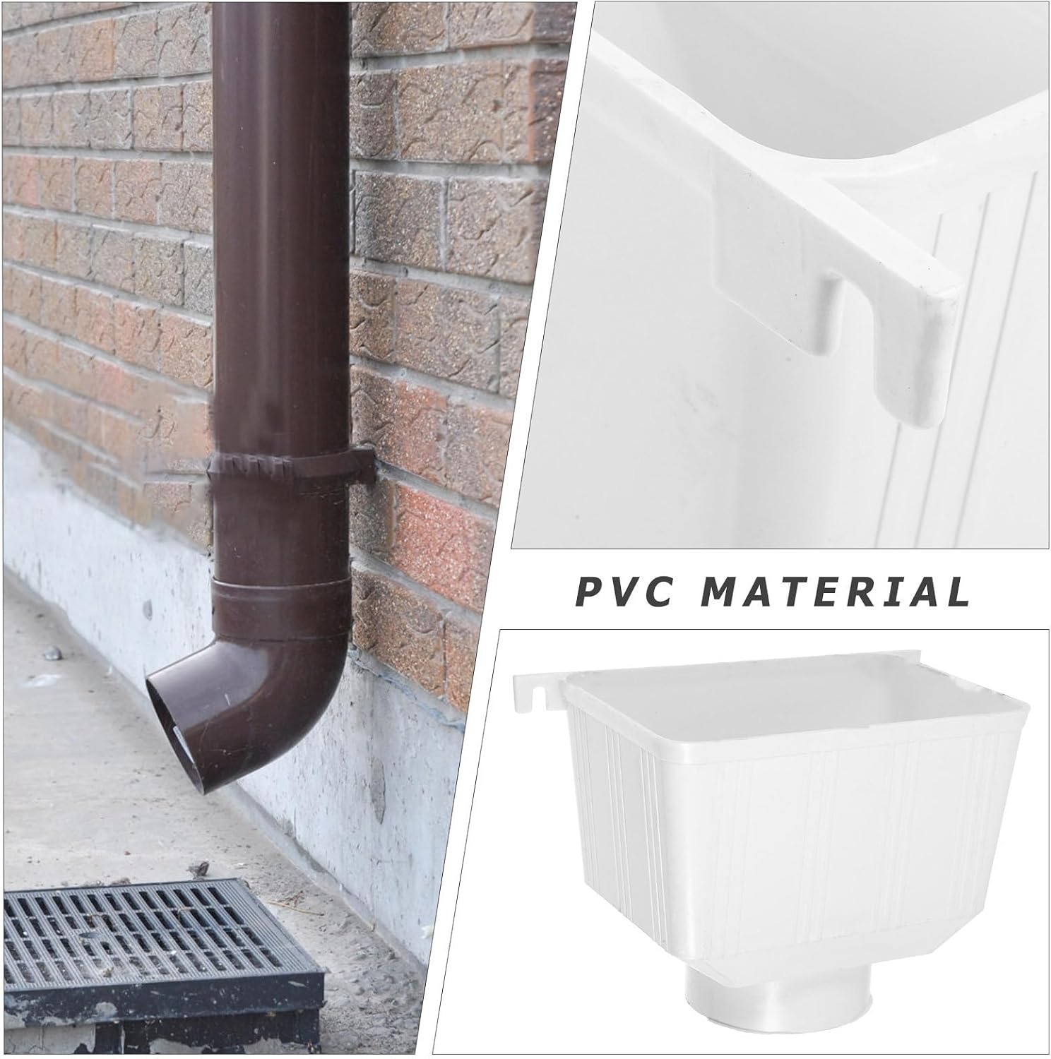 Abaodam PVC Rain Gutter Downspout Adapter 90mm Rainwater Collection Funnel Gutter Pipe Connector for Roof Drainage System Downspout Accessories