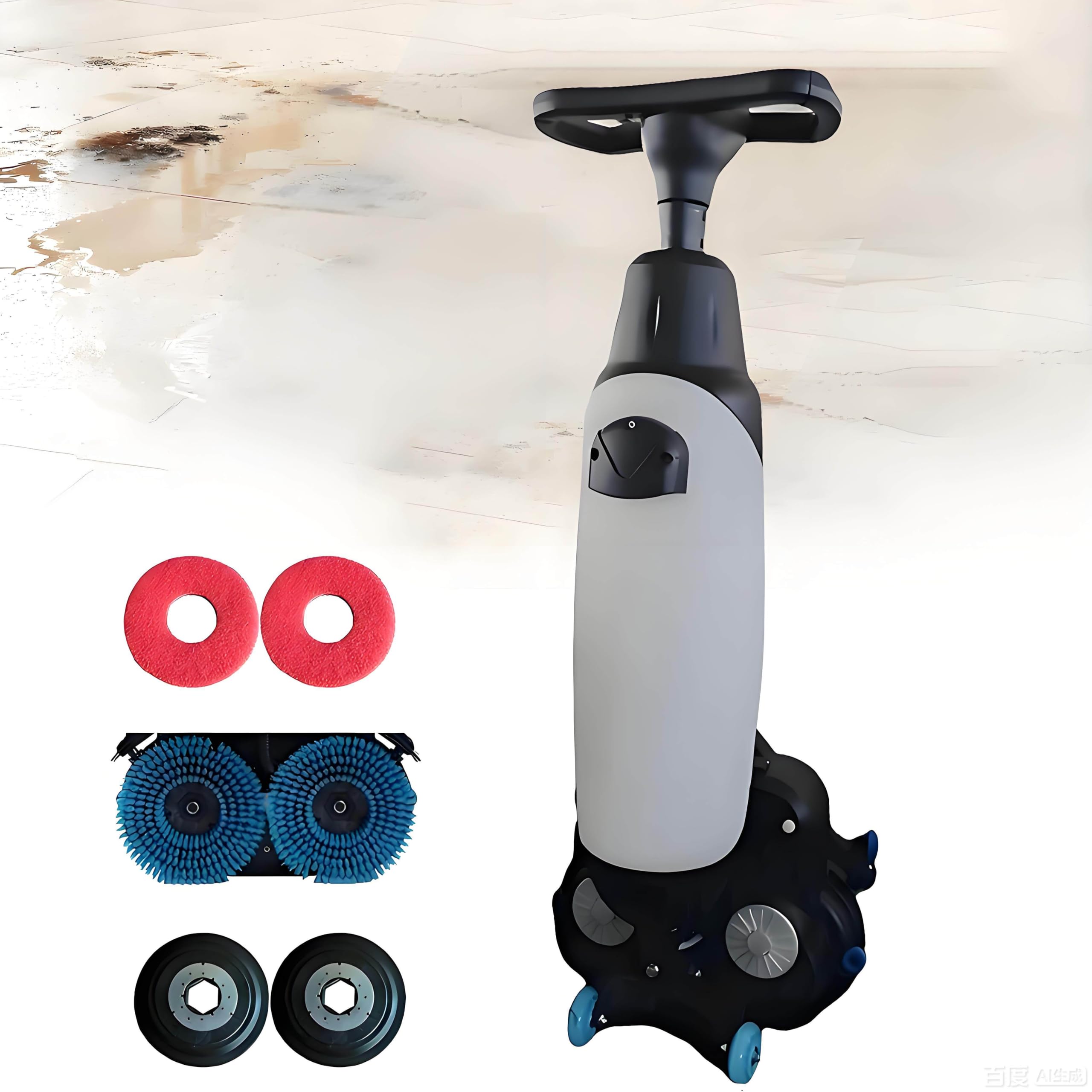 Fregadora de Pisos eléctrica, fregadora Secadora automática, minimáquina para Pisos con Ancho de Limpieza de 45 cm, para hogar, Oficina y pequeños Espacios comerciales White