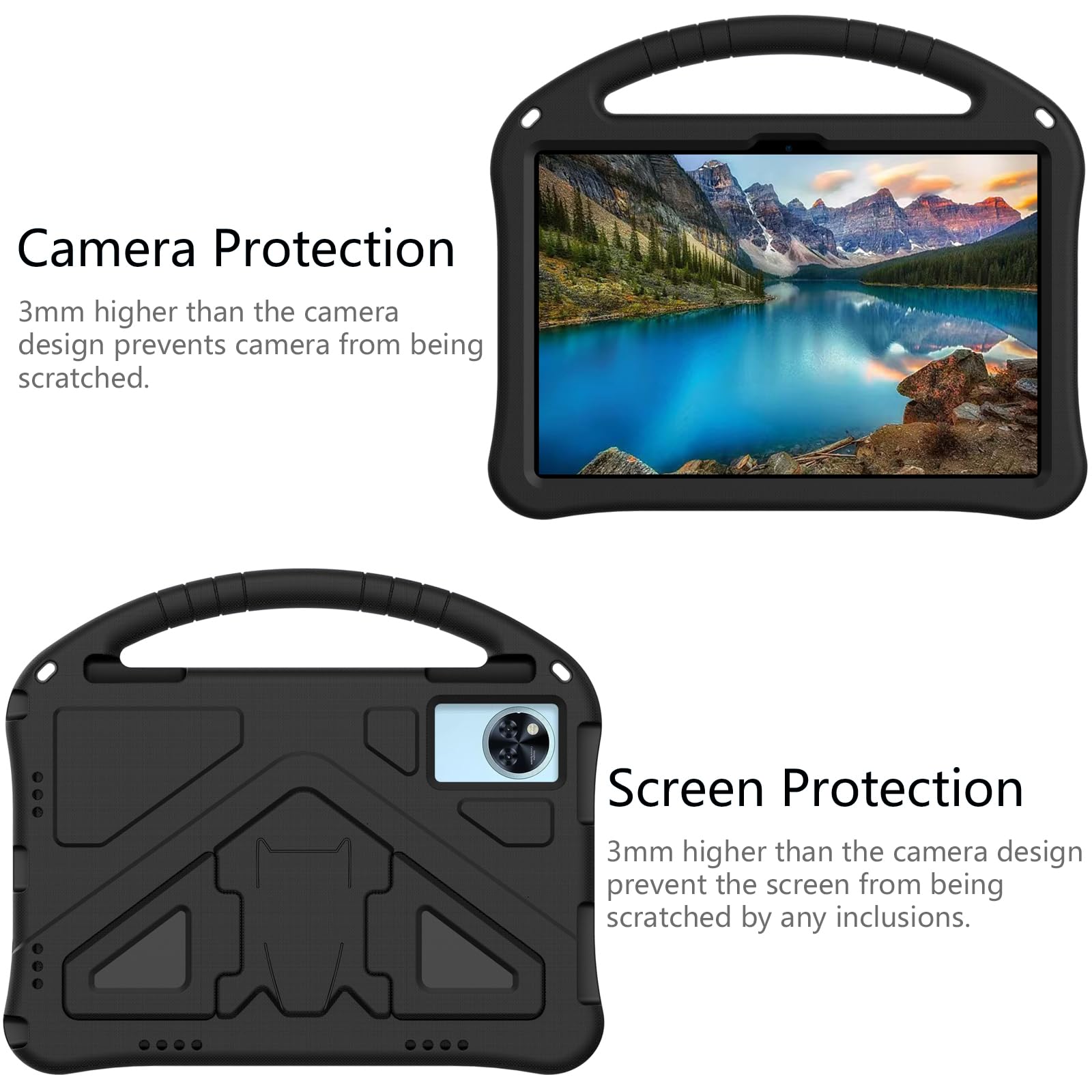 Custodia per bambini compatibile con tablet TECLAST P50/P50S da 11 pollici, resistente, leggera, antiurto, con manico protettivo (nero)