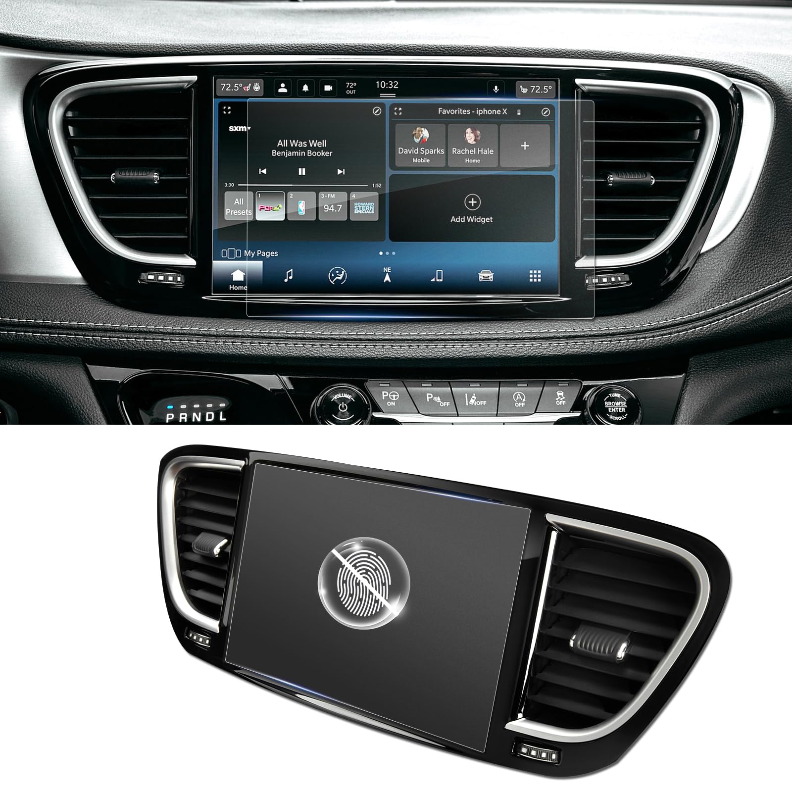 R RUIYA Matte Screen Protector for 2021-2024 Chrysler Pacifica (Hybrid) Uconnect 5 w/10.1" Display Anti-Fingerprint Anti-Glare Tempered Glass for 2024 Chrysler Pacifica Accessories (Matte Film)