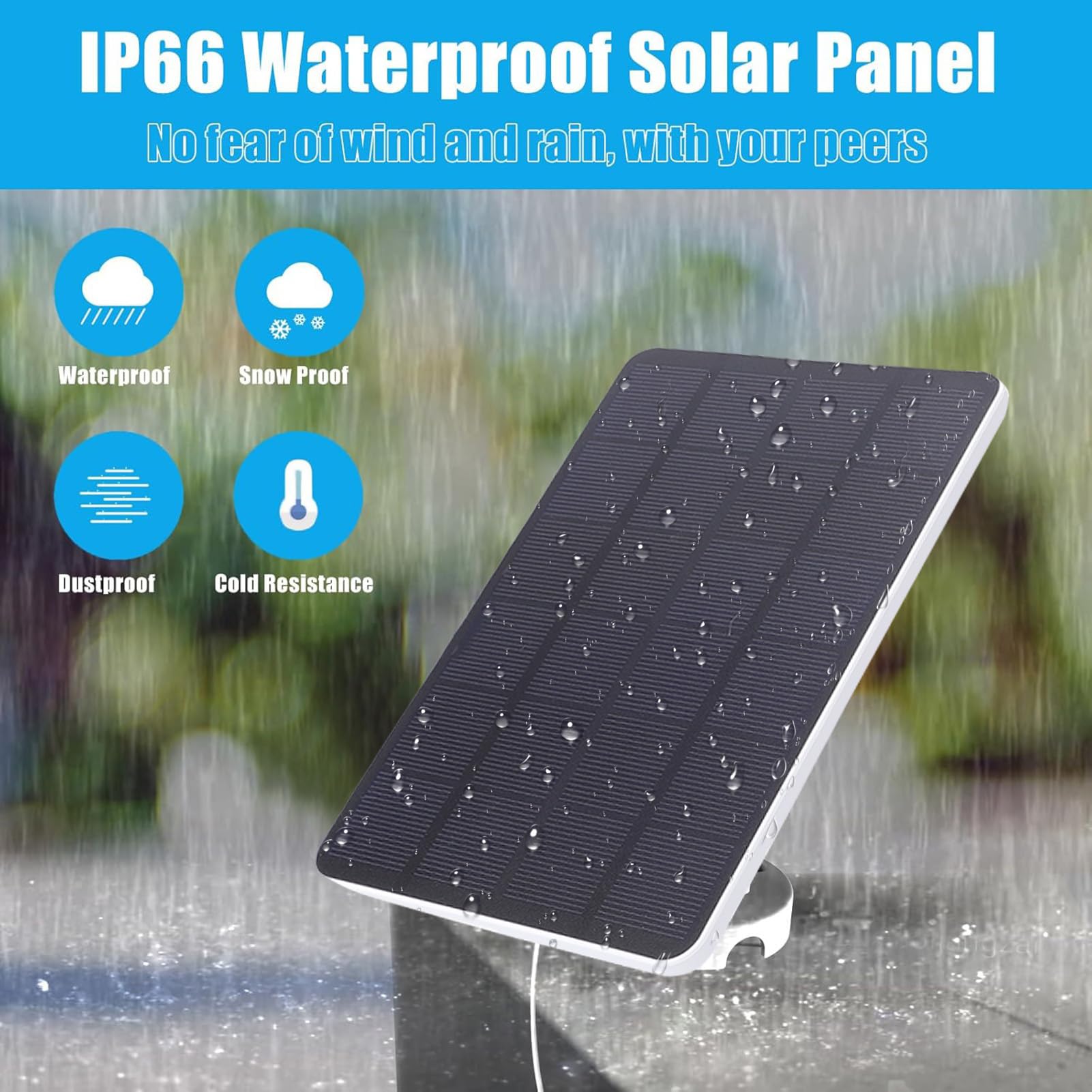 Alomejor Camera Solar Panel for, 10W Efficiency (2 pezzi) | Compatibile con , impermeabile IP66, cavo regolabile da 9,8 piedi, materiale PET EVA resistente