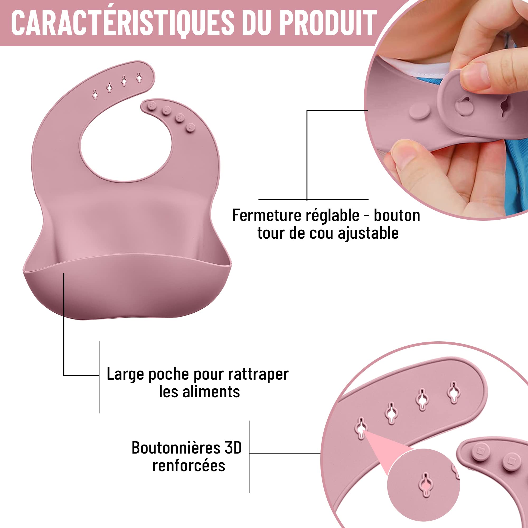 Cofanetto pasto in silicone per neonati (10 pezzi) – Piatto e ciotola antiscivolo con ventosa/posate (forchetta e cucchiaio) / tazza ermetica/bavaglino e sgranocchiatore – regalo nascita (rosa)