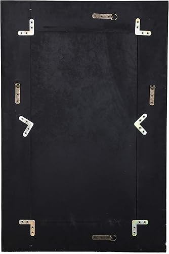 Miniatura 8 de Espejo decorativo de pared de 36 x 24 pulgadas, espejo colgante rectangular con marco de madera rústica con 4 ganchos para baño, entrada, decoración