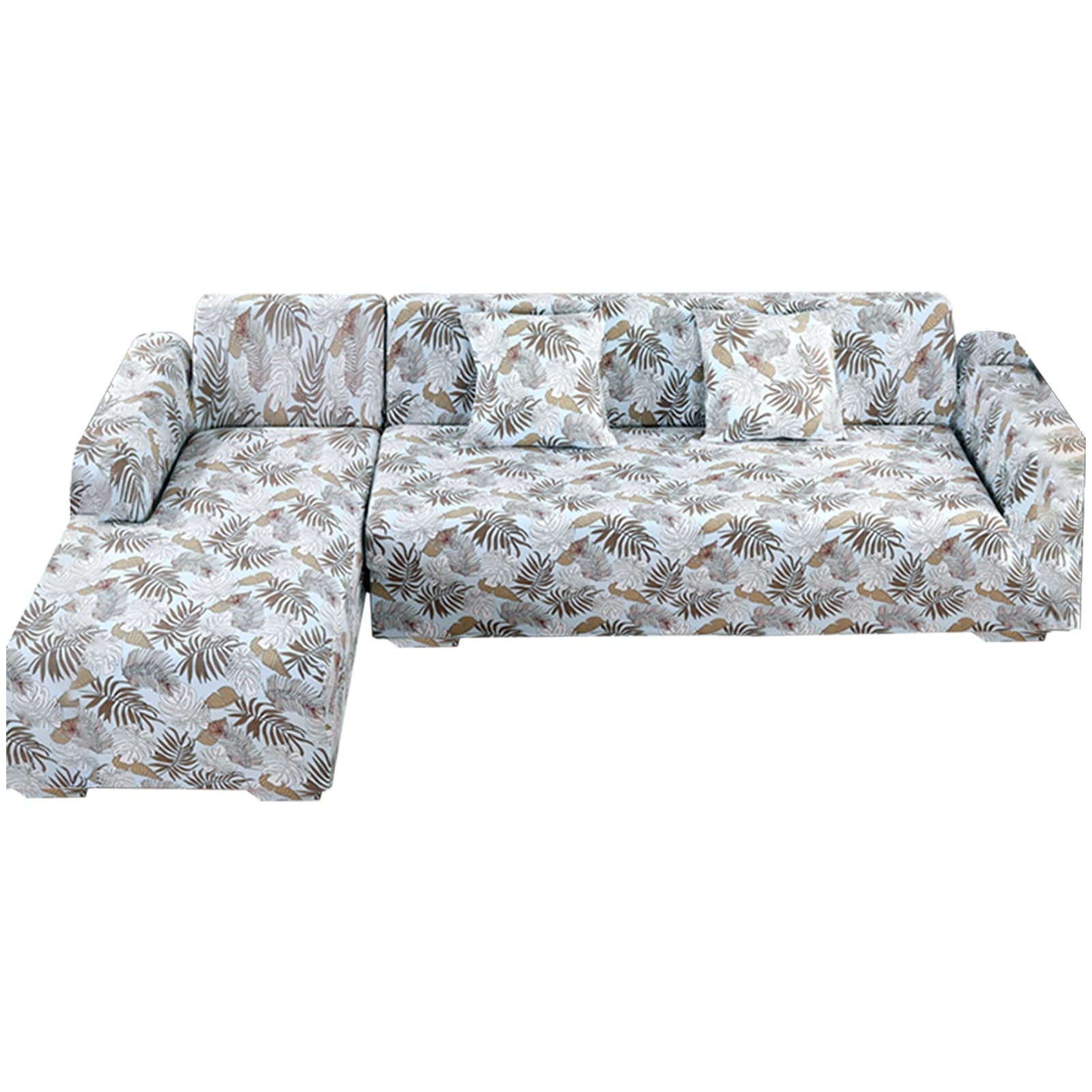 HOTNIU 2 Pieces Sectional Sofa Covers l Shaped Sofa Cover Stretch Sofa Slipcover for Sectionals Elastic Universal Couch Covers with 2 Pillow Covers (L-Shaped 2+2, Pattern XZLL)