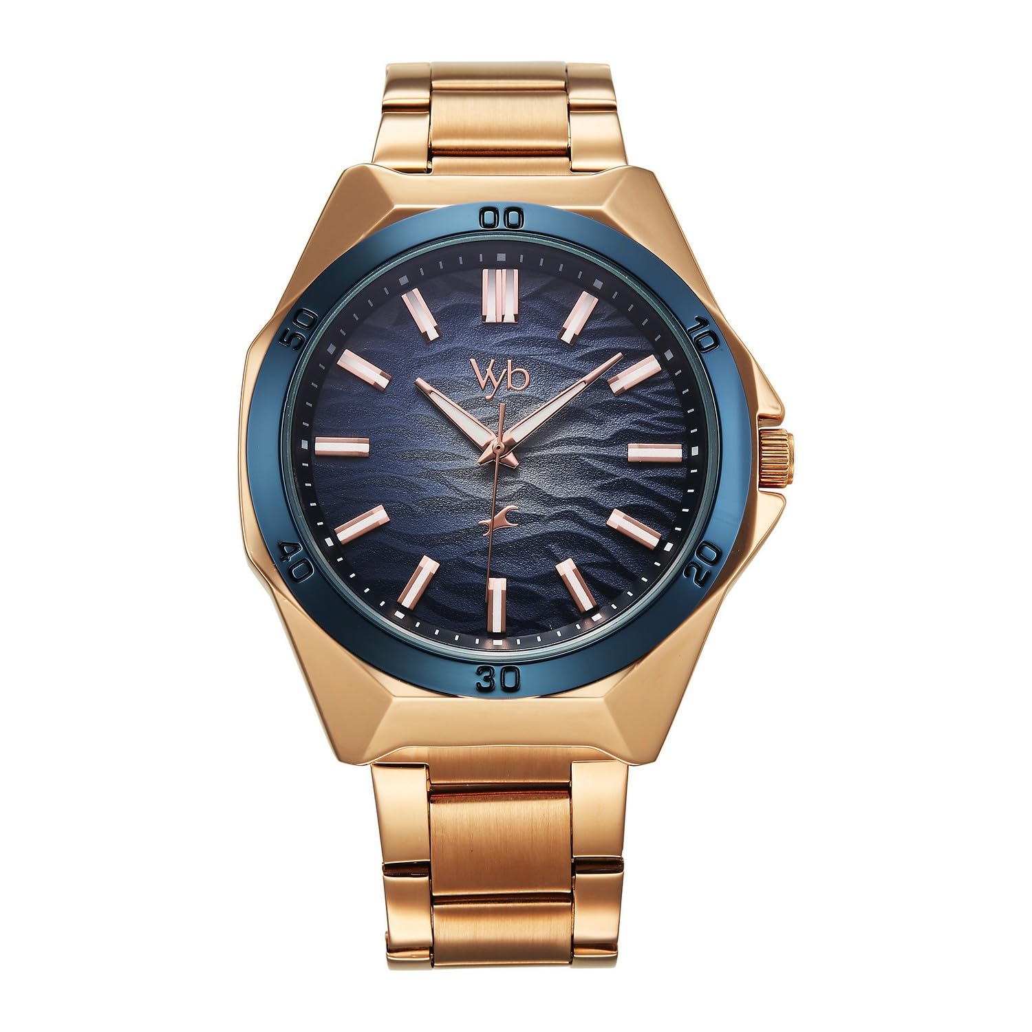 Fastrack Vyb 6.0 Quest Quartz Blue Shaped Dial Men's Watch | Stainless Steel Strap Material Analog | Guys Analog Watches - FV30028KM01-image-2