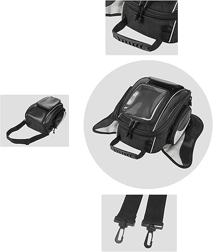 Miniatura 6 de Motoforti Universal motocicleta tanque magnético bolsa de herramientas combustible alforja con correa impermeable negro