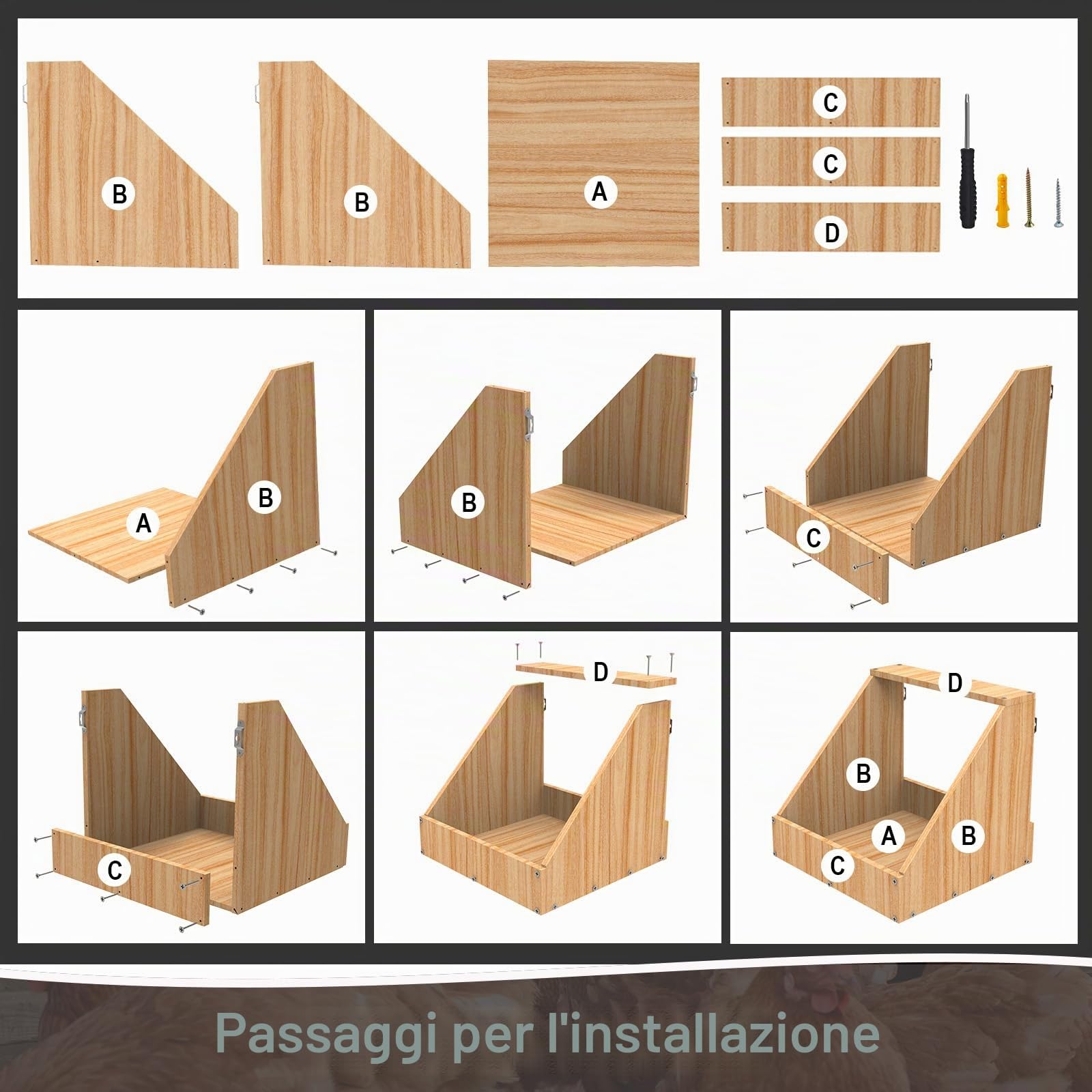 Carbonizzate E Verniciate Nidi Per Galline Ovaiole, 2 Pezzi | 35,3 x 35,3 x 34,2 cm, Nidi Per Galline Da Parete, Creano Un'area Di Raccolta Sicura Per Le Uova Deposte, Nido Per Galline