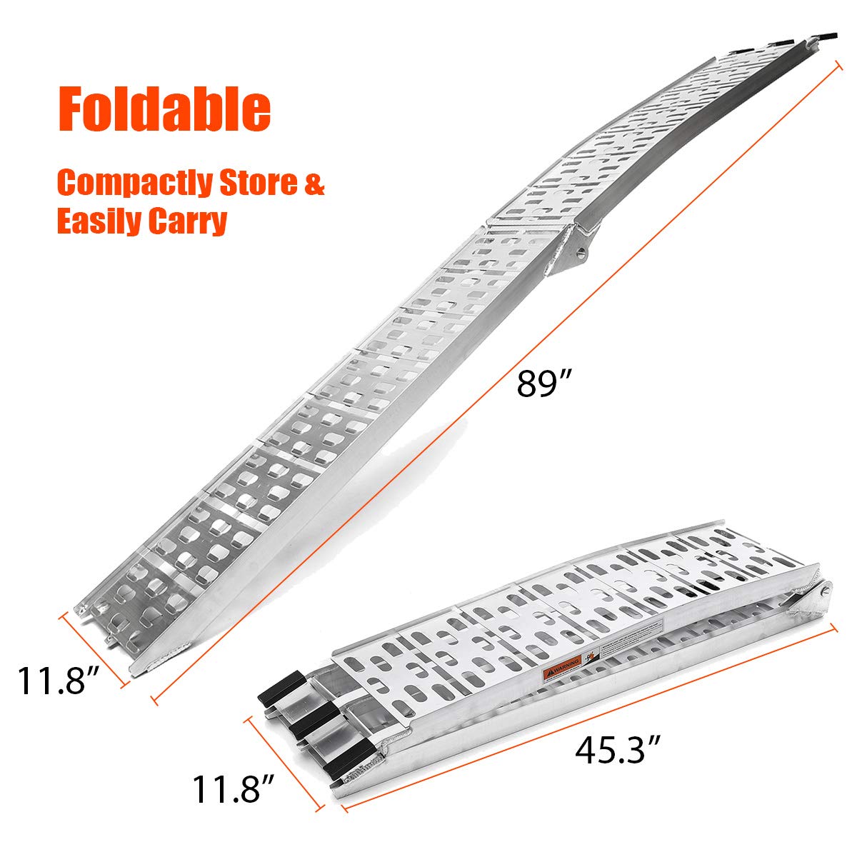 TOOCA Aluminum Ramps 2 Pcs 7.5' Folding Loading Ramps 1500lbs Capacity HeavyDuty Used for