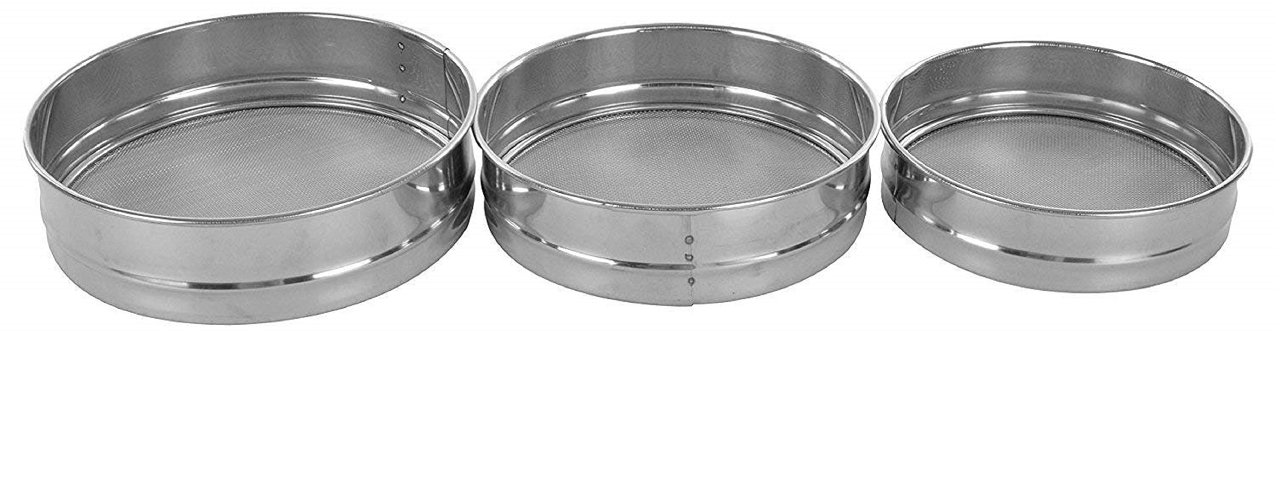 N M Z Stainless Steel Flour Chalni,Spices,Food Strainers,Atta Chalni Set of 3 Pcs(SilverColour) 1