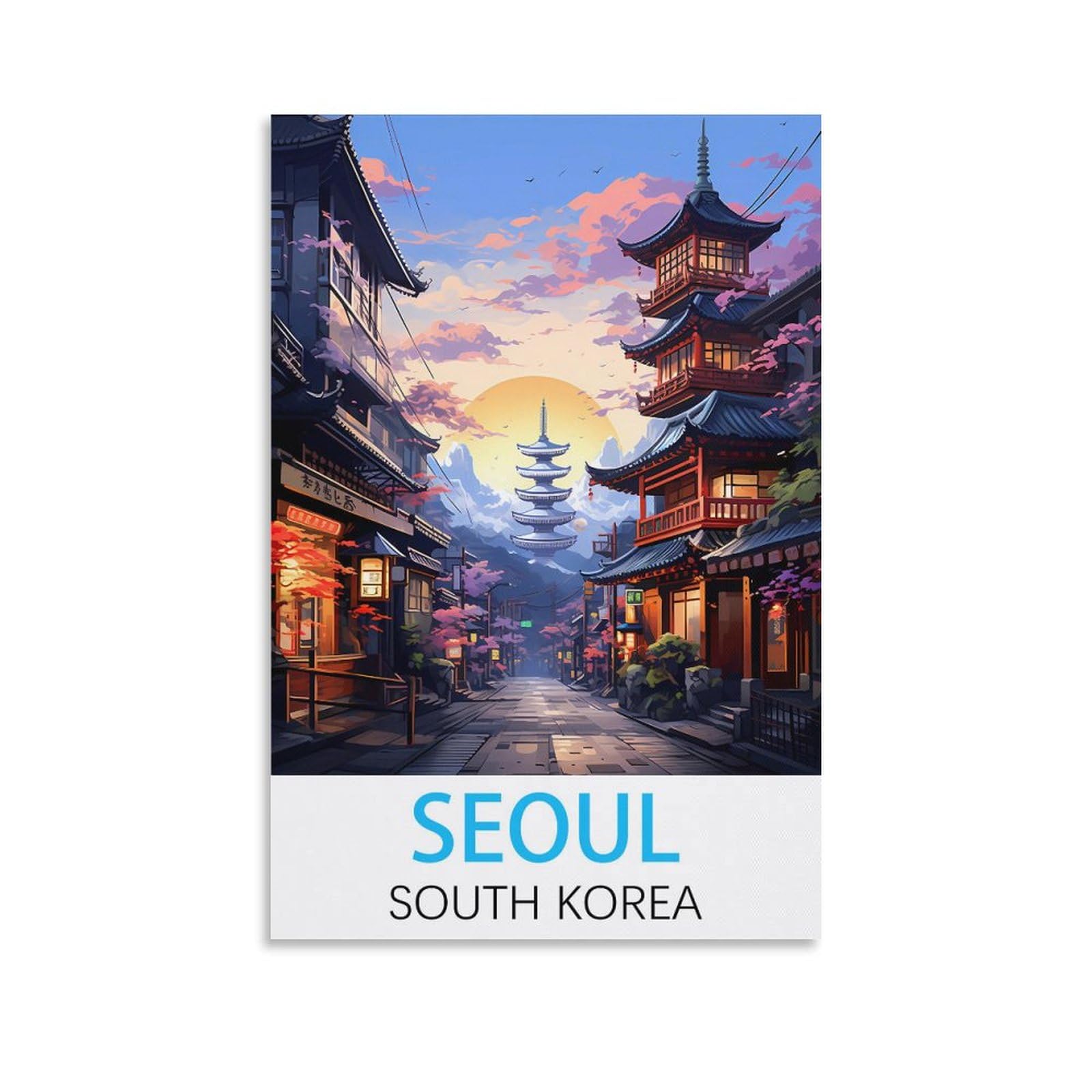 Hwjjuii Unframe-Style Seoul South Korea Vintage Travel Poster 08X12inch(20X30cm) Canvas Wall Posters And Art Picture Print Modern Family Bedroom Decor Posters