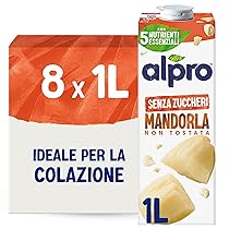 ALPRO SENZA ZUCCHERI, Bevanda alla MANDORLA, Alternativa Vegetale al Latte, Naturalmente Senza Lattosio, con Vitamine B2, B12, D2, E – 8 confezioni x 1 Litro