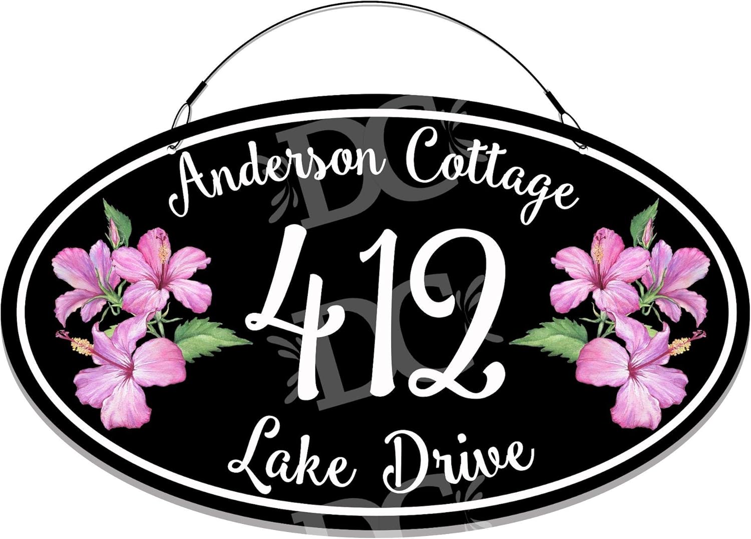 Hibiscus Flower Themed Home Address Large Size Welcome Sign