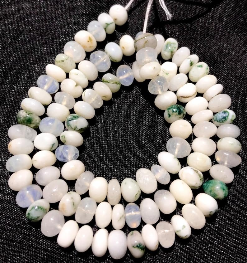 Natural White AGARE rondelle soomth Beads 7mm 18 inch Long String Jewelry Making Gemstone Beads for Necklace Bracelet