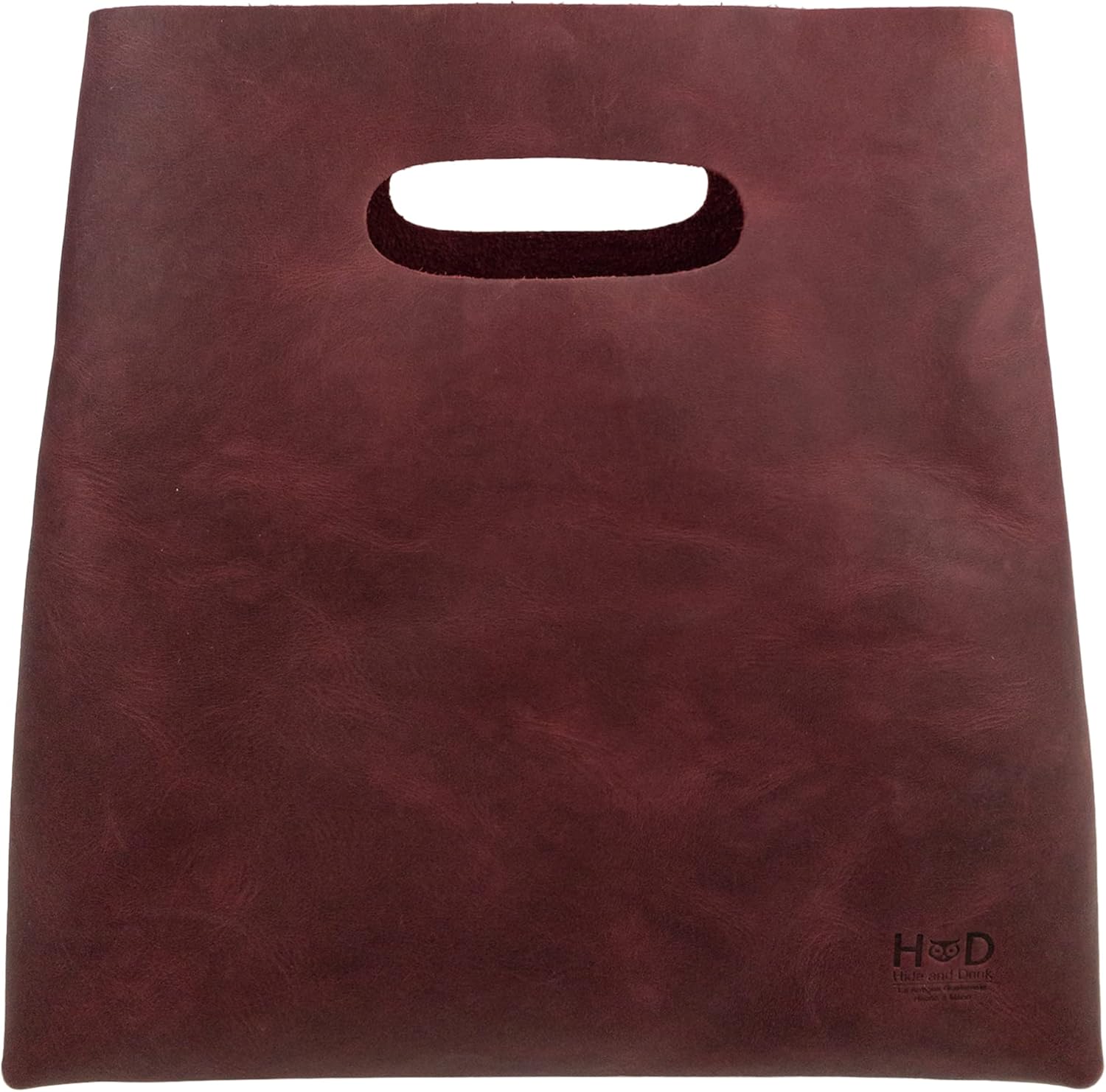 Hide & Drink, Minimalist Handbag for Women, Tote Bag, Rustic Purse, Full Grain Leather and Sheepskin, Handmade, Sangria