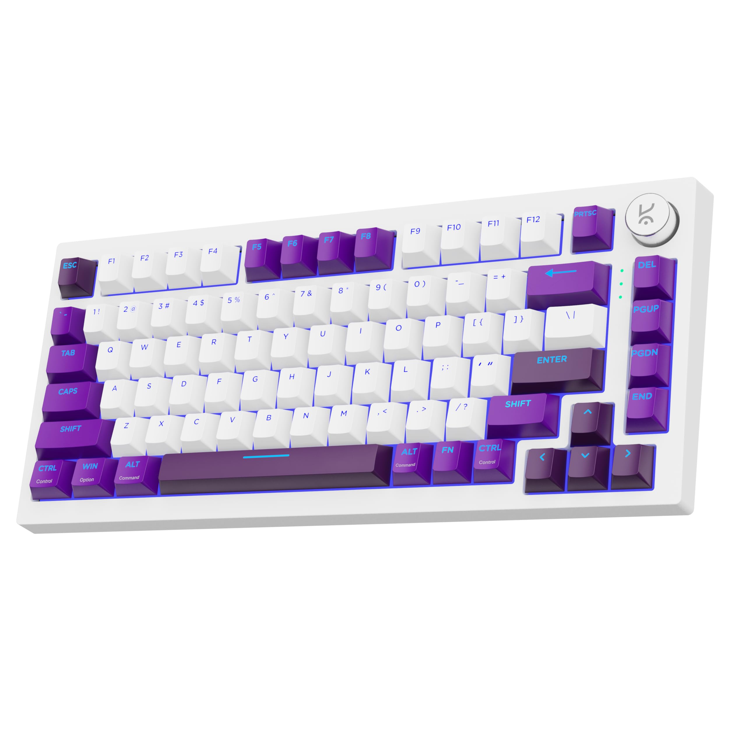 Kreo Swarm 75% Wireless Mechanical Keyboard with Huano Brown Pre-lubed Switches, Wireless Gaming Keyboard with 5-pin Hot Swap PCB and 3 Layers Sound Absorption (White Purple, Huano Speed Switches)