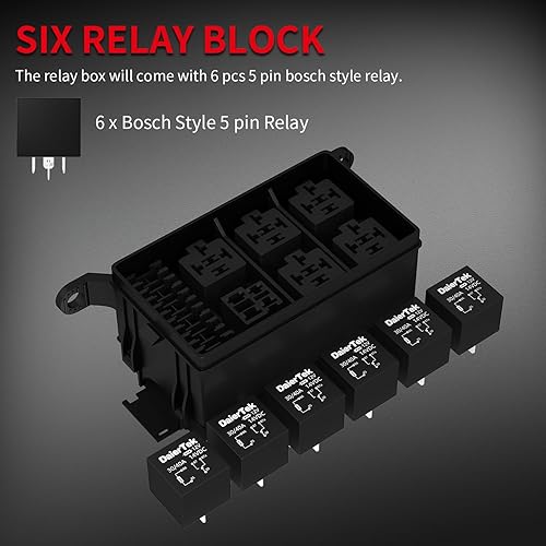 Miniatura 3 de DaierTek Caja de relé de 12 V, 6 ranuras, bloque de relé de fusibles, 6 ranuras ATCATO, bloque de fusibles y relé con relé, kit universal de caja de