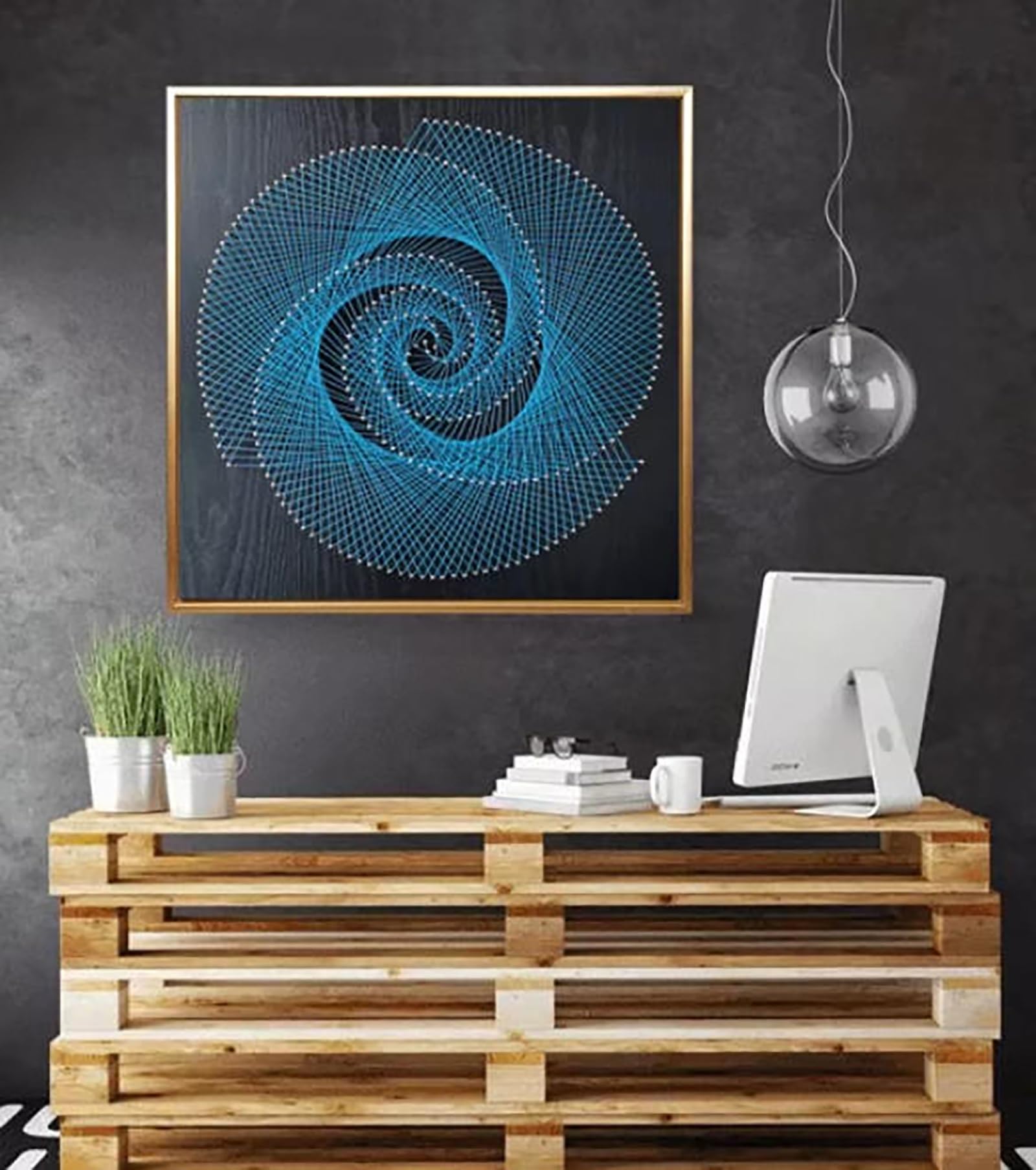 String Art Kit für Erwachsene String Art Kit mit Holzfotorahmen 3D Komplettes DIY-Bastelset mit Anleitung Einfach herzustellen für die Wanddekoration zu Hause(C,Black frame)