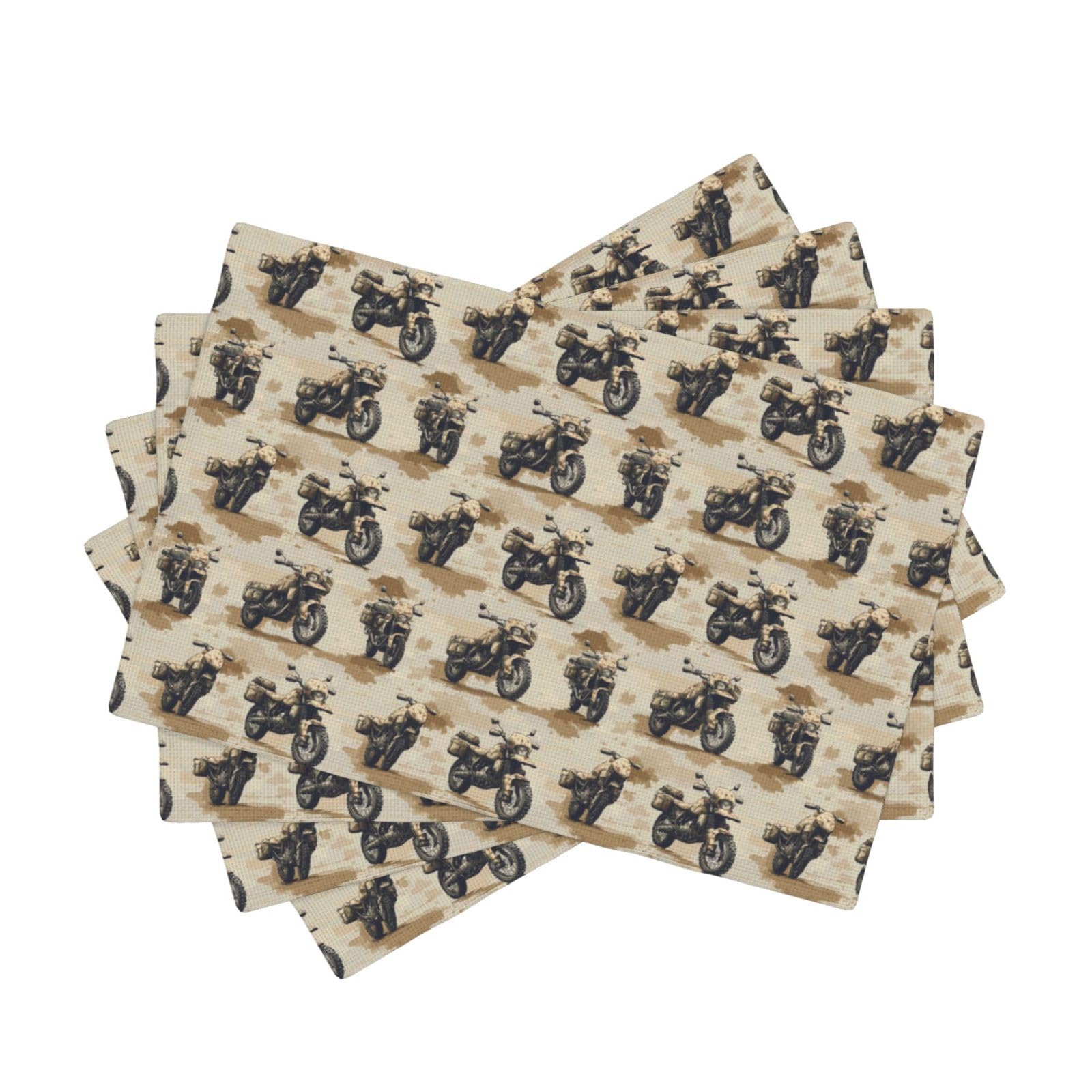 Sets de table de salle à manger 30,5 x 45,7 cm imprimé moto camouflage lavables