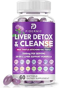 Liver Cleanse Detox & Repair - Herbal Liver Support Milk Thistle Supplement, 7500mg Strength Liver Health Support with Silymarin Artichoke Extract Dandelion Beet TUDCA Choline NAC, 60 Vegan Softgels