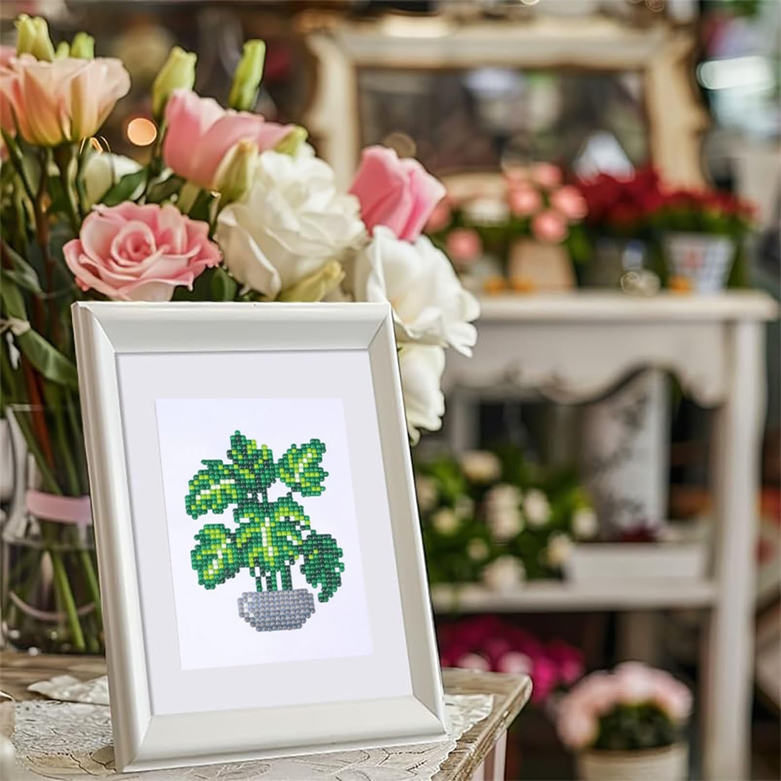 Nianxi 12Pcs Plant Mini Diamond Painting Kits for Adults,Potted Plant Small Diamond Art Kit Full Round Drill,Gem Art for Beginner,Gifts,Home Wall Decor - Image 3