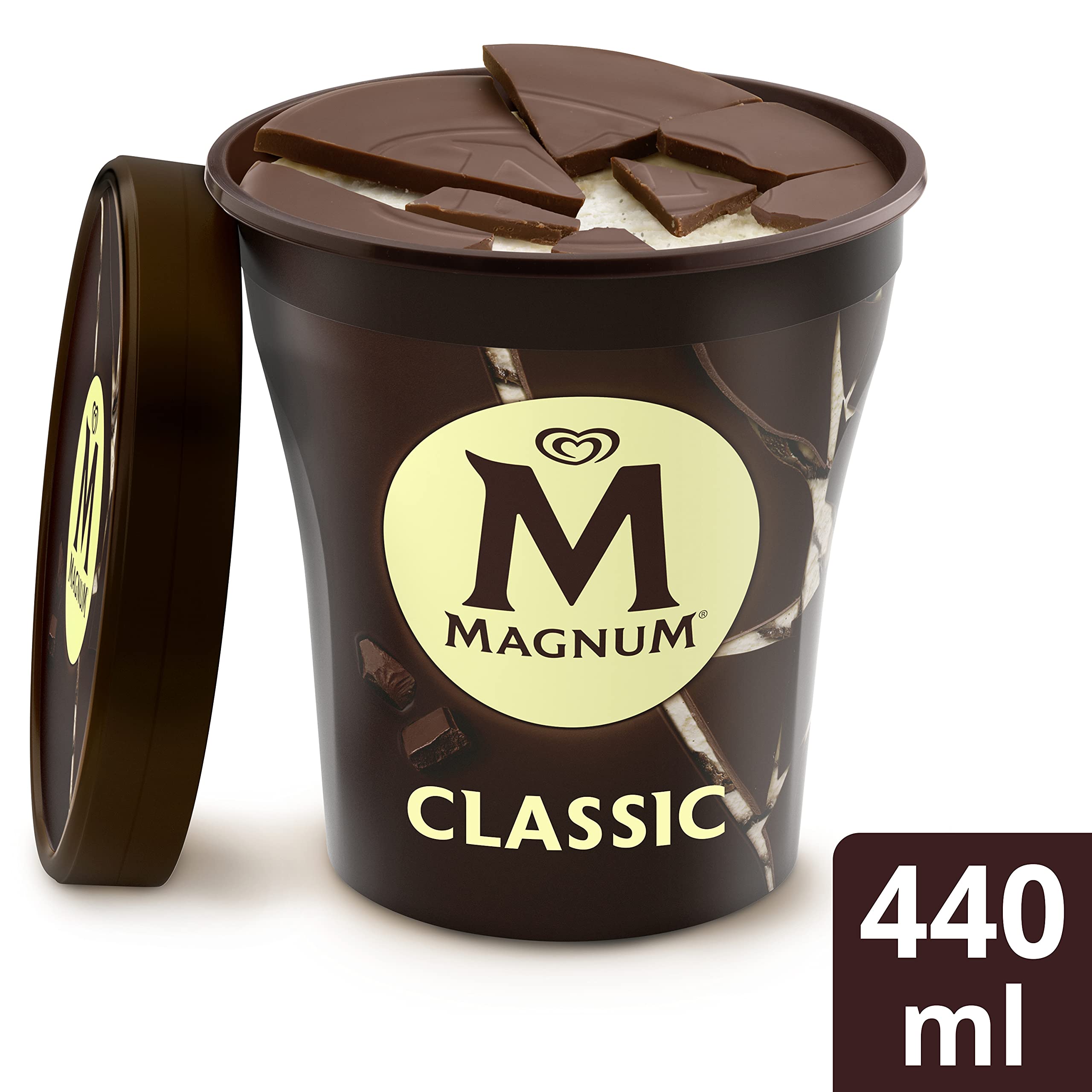Magnum Becher Eis Classic für den leckeren Eiscreme Genuss mit Kakao aus Rainforest-Alliance-zertifiziertem Anbau 440 ml 1 Becher Lebensmittel & Getränke