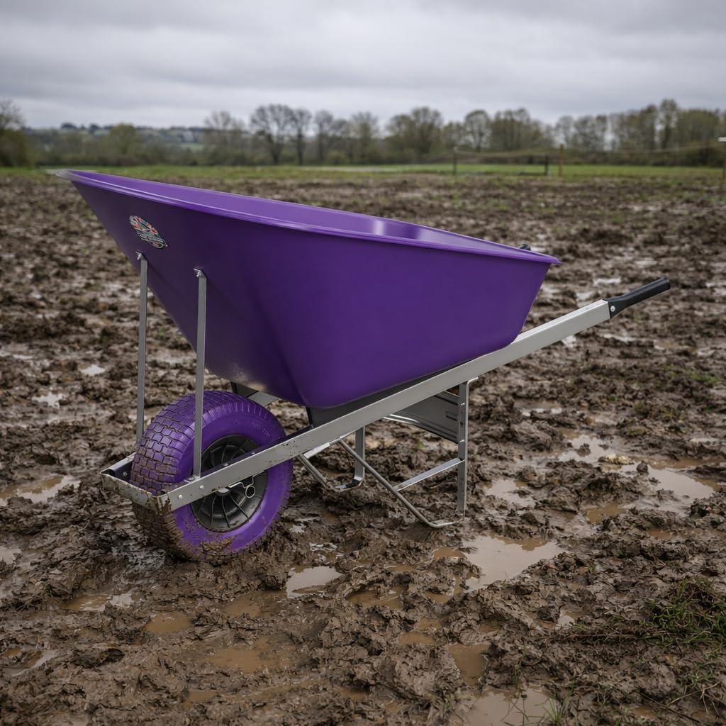 Schubkarre aus Kunststoff, 160 Liter, mit pannensicheren dicken Reifen, ideal für Reiter, Gärtner, Hof- und Gartenpfleger, Landwirte, Stallarbeiter, Kleingartenbesitzer