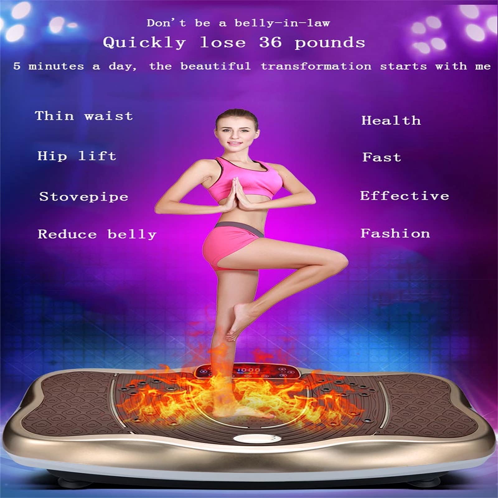 Pedane vibranti, pedana Vibrante con Altoparlante Bluetooth, 5 modalità di Programma, 2 Fasce di Resistenza, Allenatore Fitness Vibrante per Perdita di Peso e Corpo