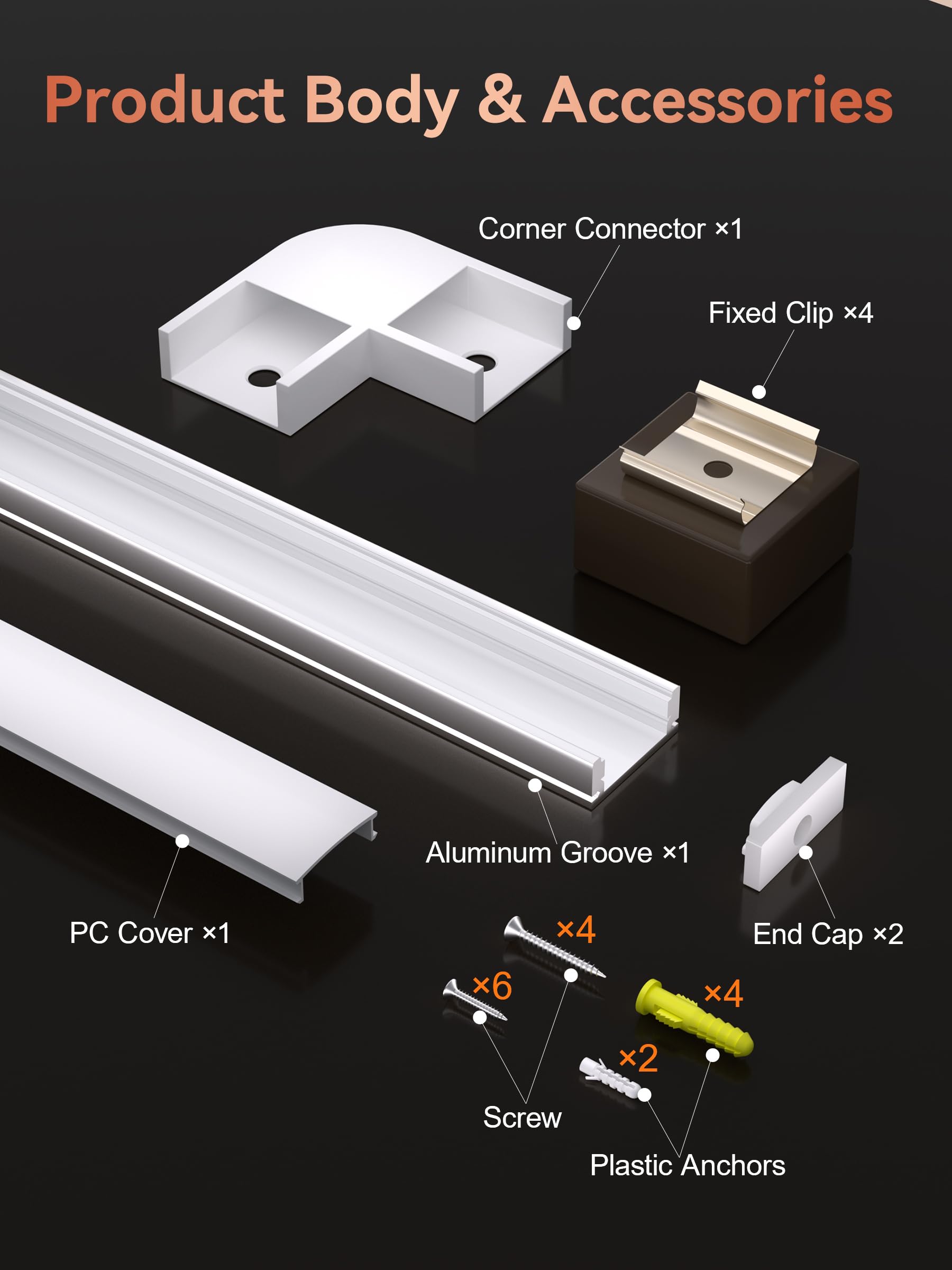 Perfil de aluminio LED carril con difusor de canal y perfil de aluminio para cinta LED perfilada en U para fácil instalación soporte LED cubierta (17,4 × 7 mm U-Form, 10 × 2 meter)