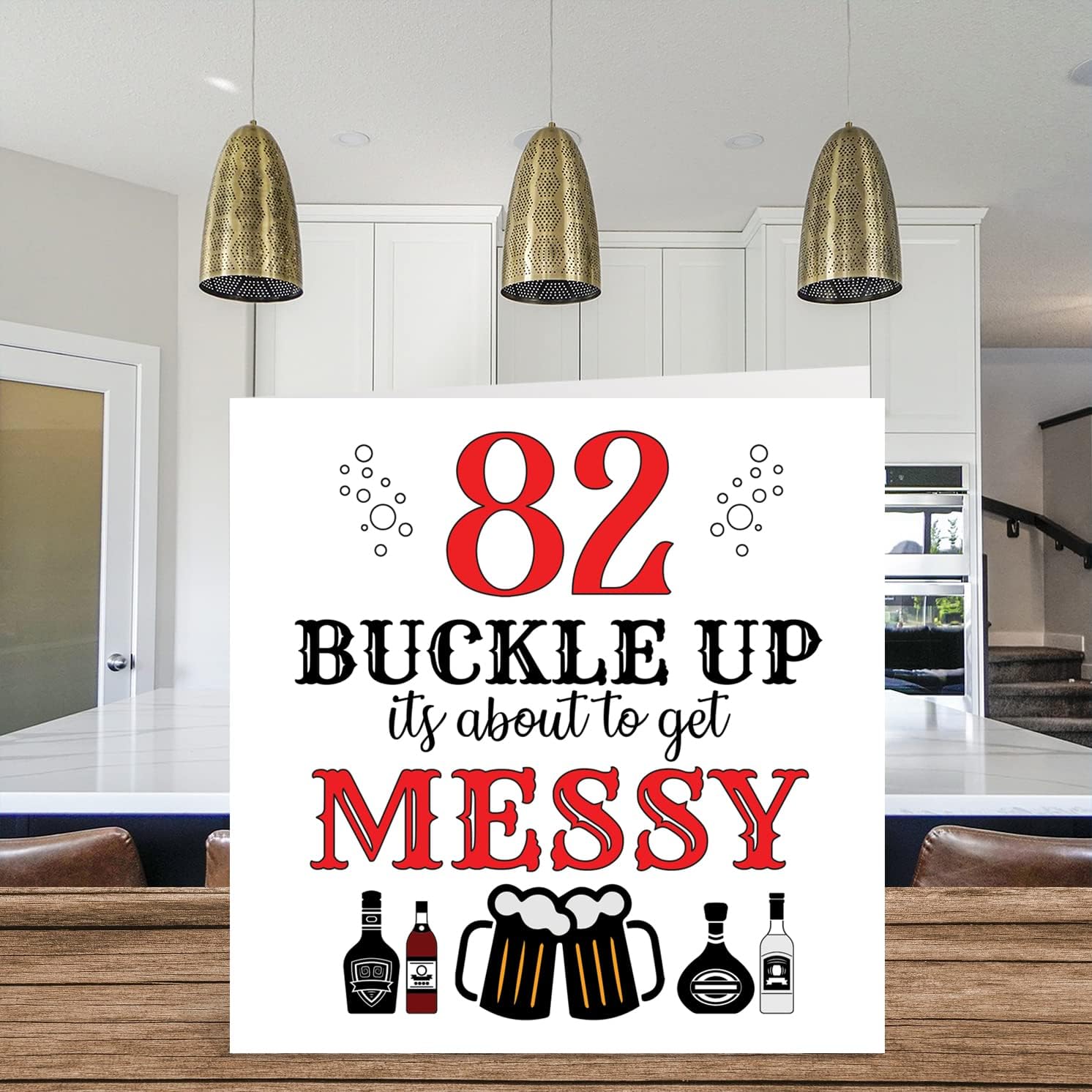 Stuff4 Fun 82nd Birthday Cards for Men Woman - Buckle Up - Happy Birthday Card for Dad Papa Mom Great Grandpa Pop Pops Nanny Grandma Gran Uncle Aunt, 5.7 x 5.7 Inch Greeting Cards, Joke Birthday Card