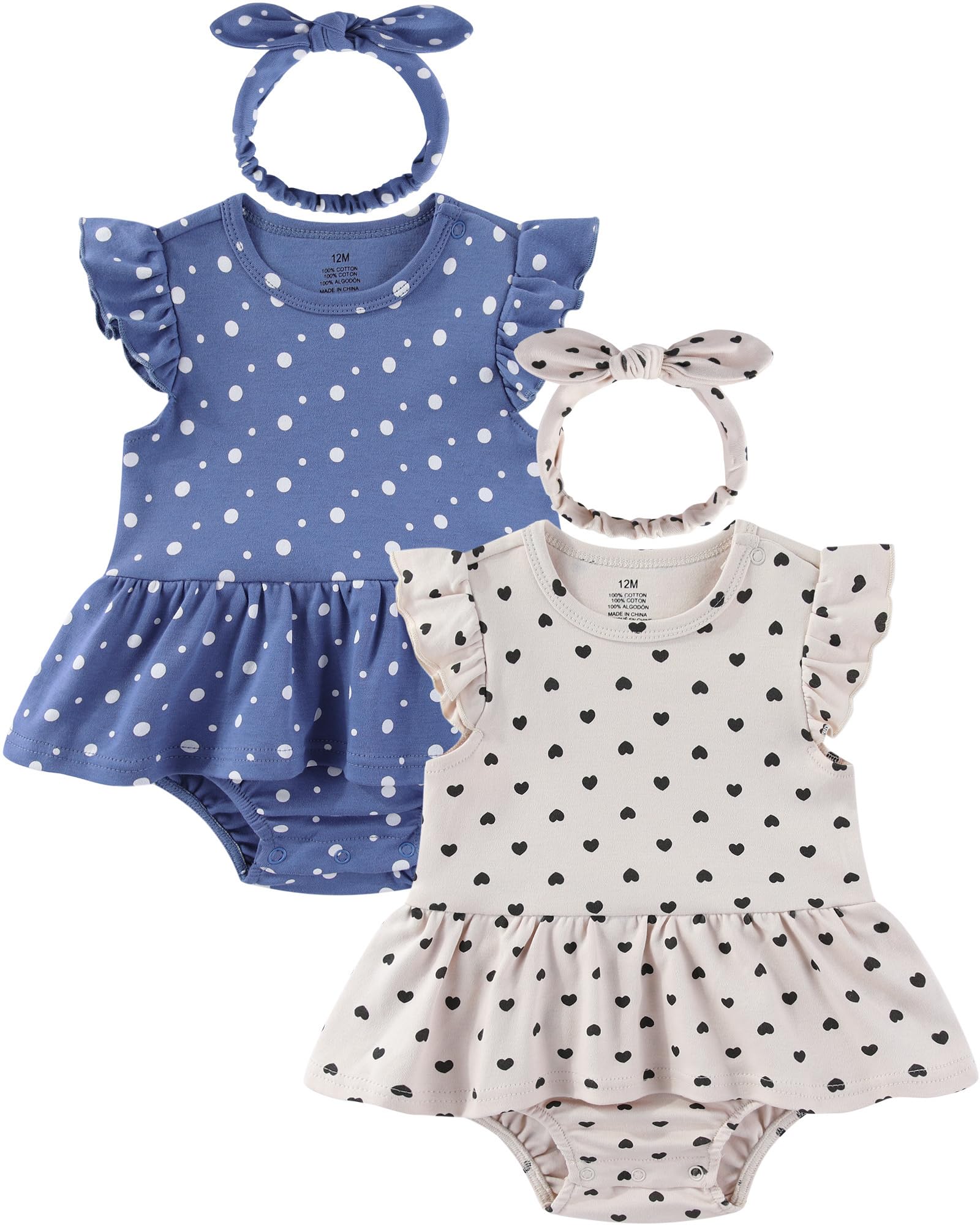 Baby Girls Romper Summer Ruffled Sleeve Bodysuit Dresses Infant Girl Clothes