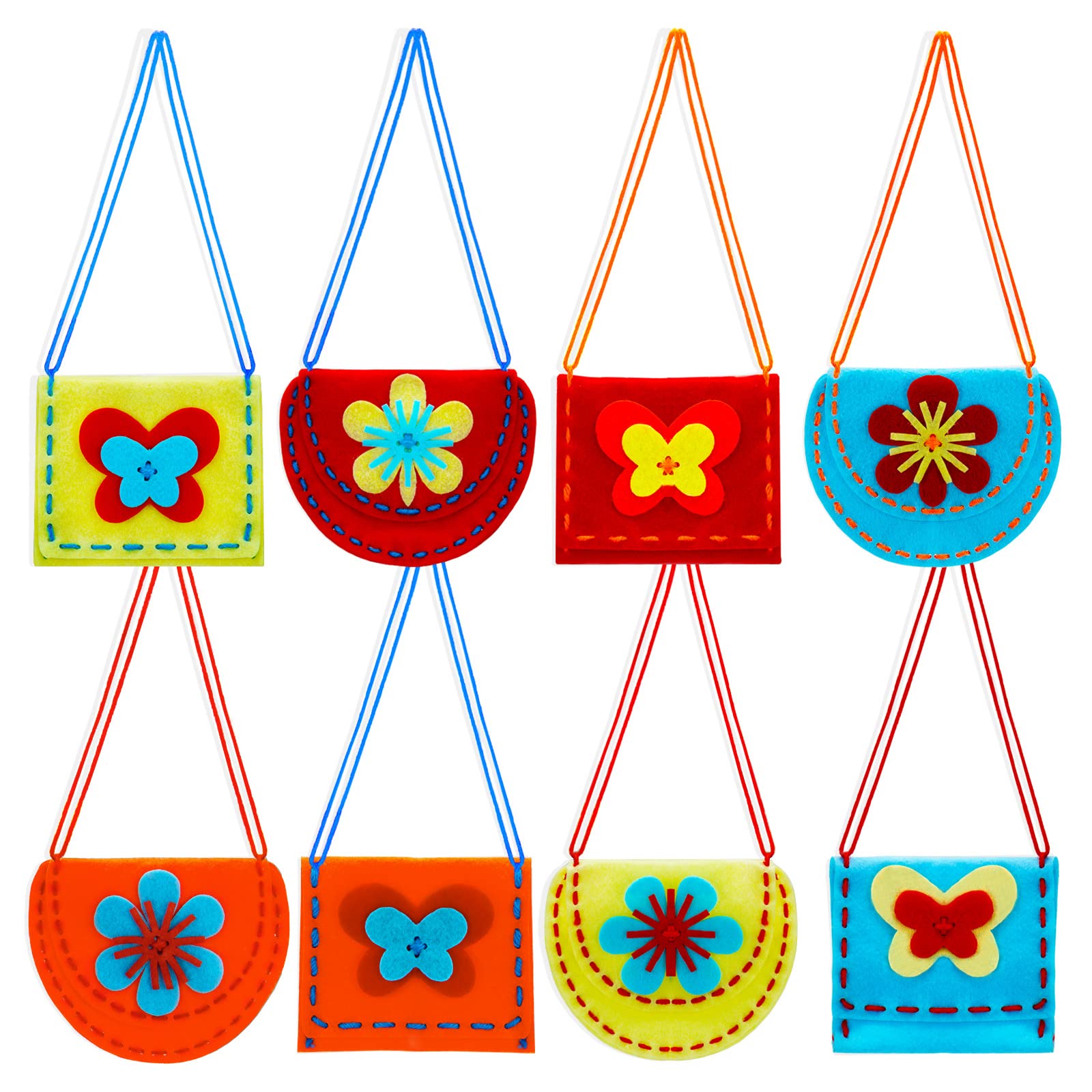 8 Pack Sewing Kit for Kids, DIY Felt Kids Sewing Kits Purses Kit for Ages 5-8 Beginners Handmade Gifts for Girl & Children