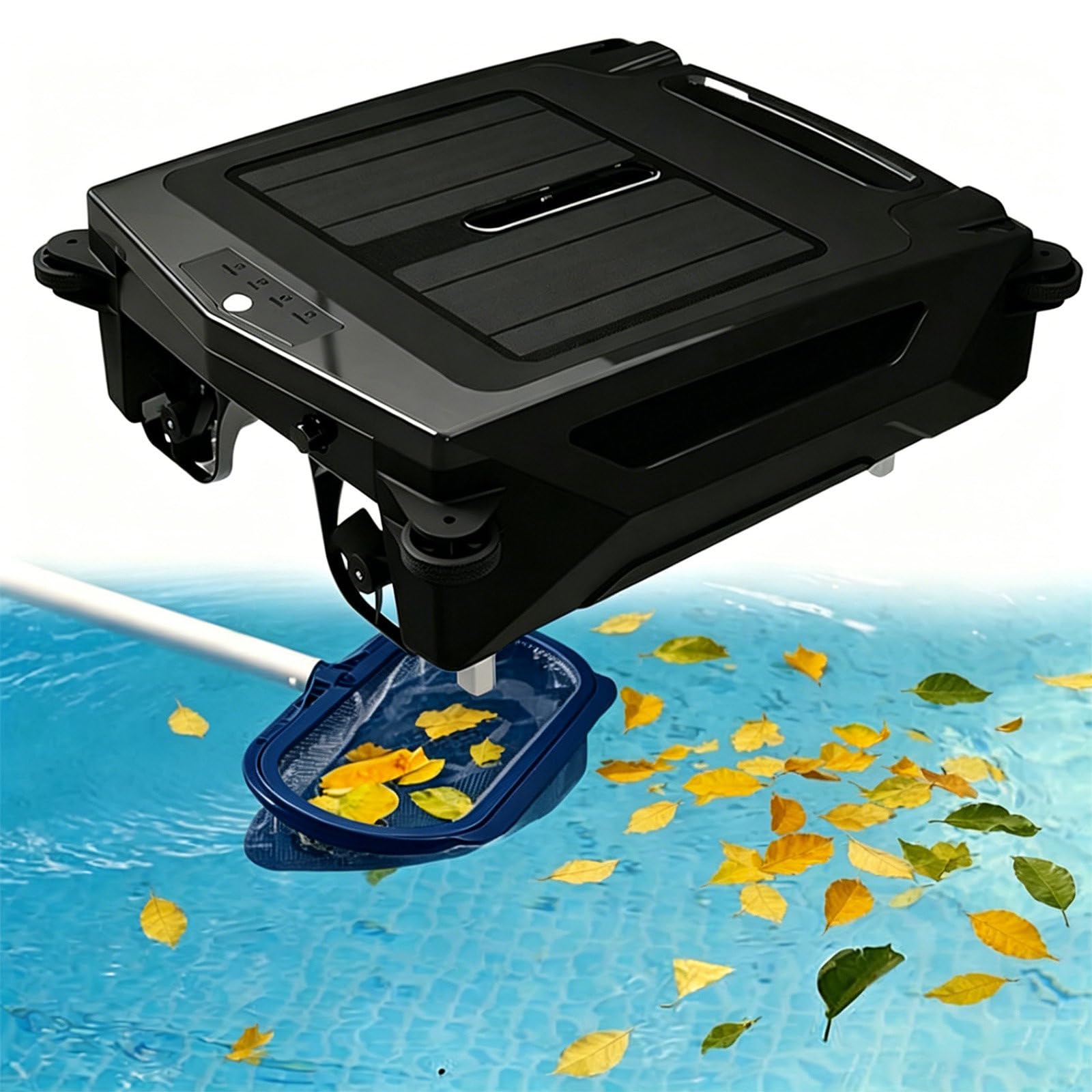 SOTIKARERY Solar Powered Automatic Robotic Pool Skimmer Cleane - Pool Vacuum with Dual Charging Options, 2 Speed Modes, Smart Obstacle Avoidance with 24/7 Continuous Cleaning