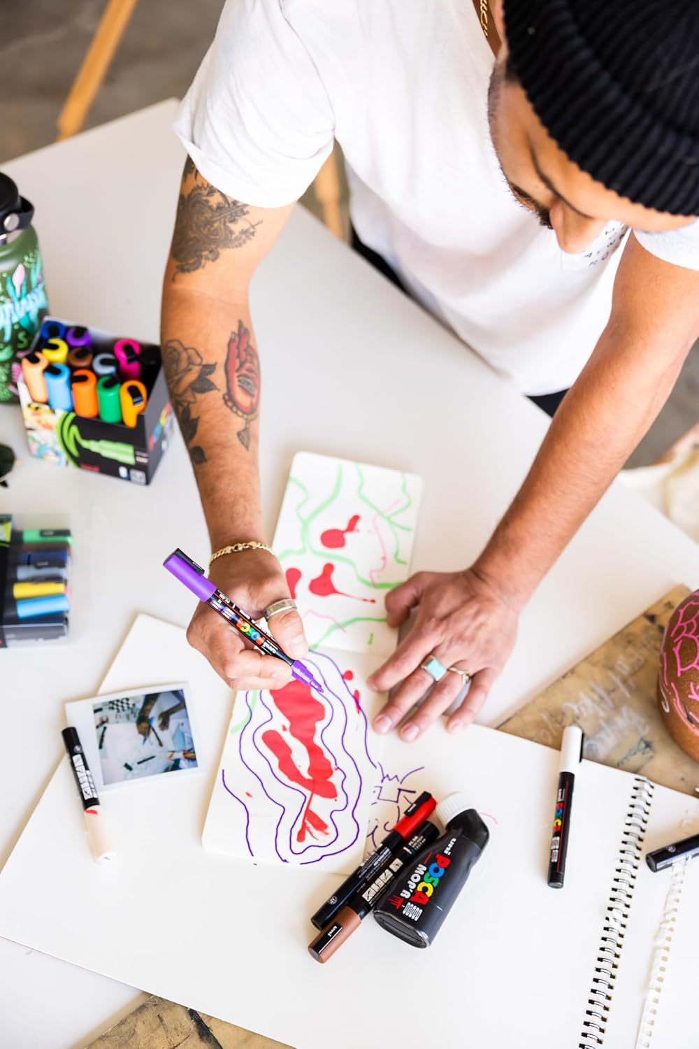 Posca 2 White Acrylic Paint Markers with Reversible Tips 1.8-2.5mm Medium Paint Pens - Perfect for Crafting, Art Projects, & More