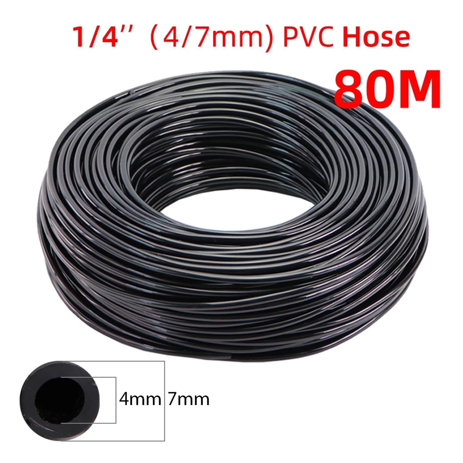 Manguera de riego de jardín de 5M-140M, tubo suave de PVC de 1/8 '', 1/4'', 3/8'', tubo de riego por microgoteo, tubería de flores for plantas de agua(1/4''80M)