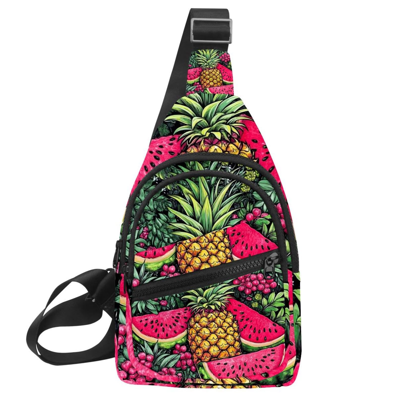 Mochila cruzada pequeña Sandía Piña con correa ajustable para hombro 7
