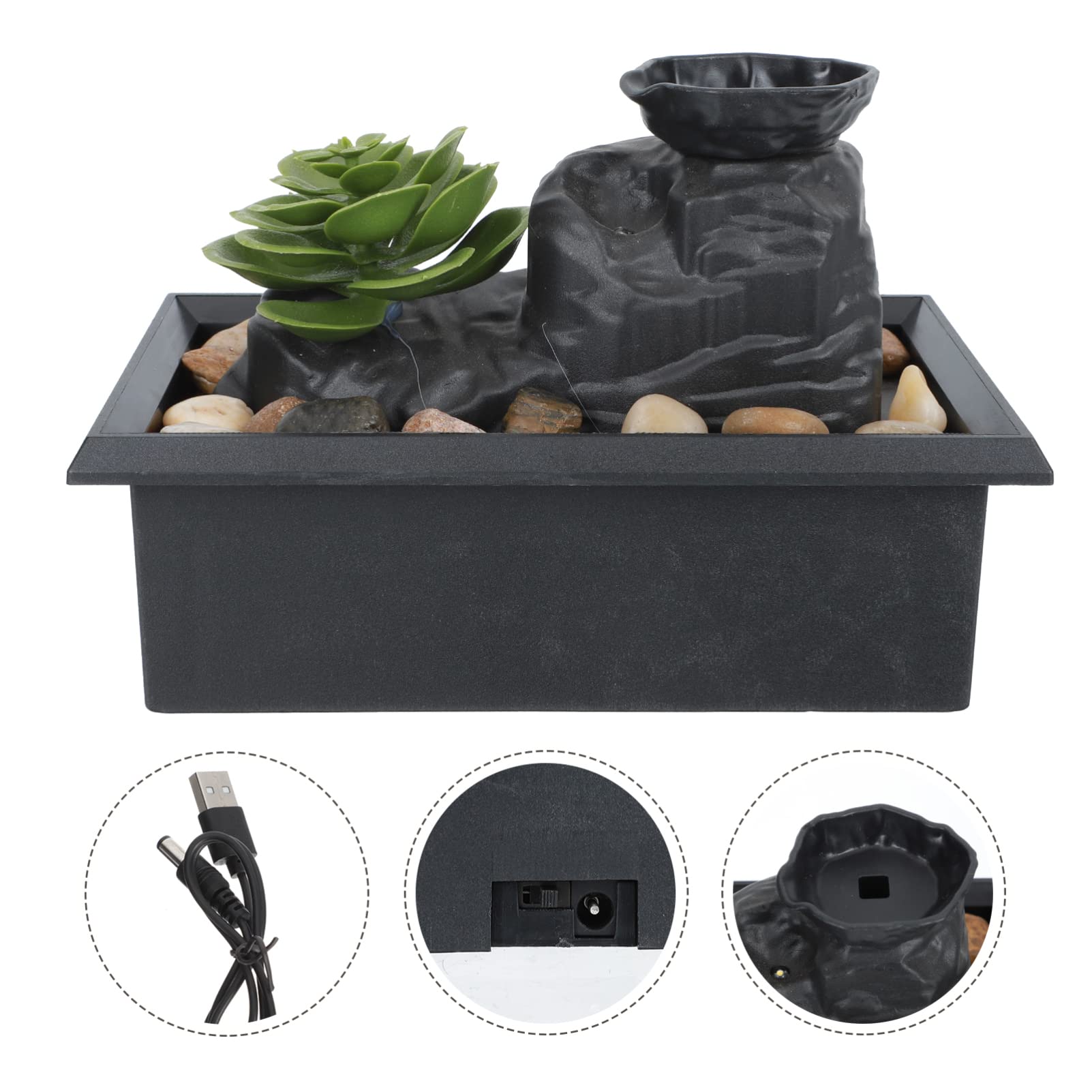 Home Decor Tabletop Water Fountain Decorative Indoor Relaxation Desktop Fountain Waterfall Zen Meditation Fountain Table Centerpiece for Indoor and Outdoor Table Desk Office Patio Desk Decor