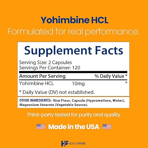 Miniatura 3 de Yohimbine HCL 10mg | 240 cápsulas veganas | Fórmula de máxima resistencia | Sin OMG y sin gluten | Fabricado en Estados Unidos