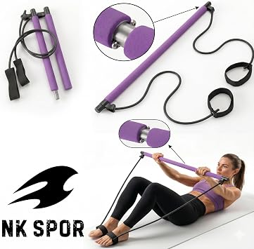 Nk Spor Ta nabilir Pilates Bar  Seti - Diren  Lastikli Egzersiz  ubu u-Profesyonel Pilates Bar  - Ev Tipi Fitness ve Yoga Diren  Band  Seti
