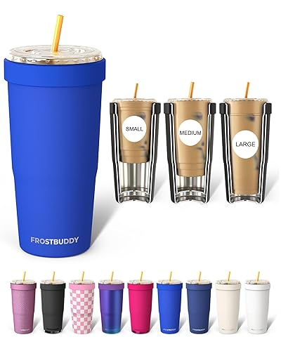 Frost Buddy Togo Buddy 30 oz Stainless Steel Vacuum Insulated Tumbler To Go Coffee Cup - Iced Coffee Cups, Iced Coffee Sleeve, Travel Mug, Thermal Cup for Hot & Cold Drinks, Dunkin Cup (Royal Blue)