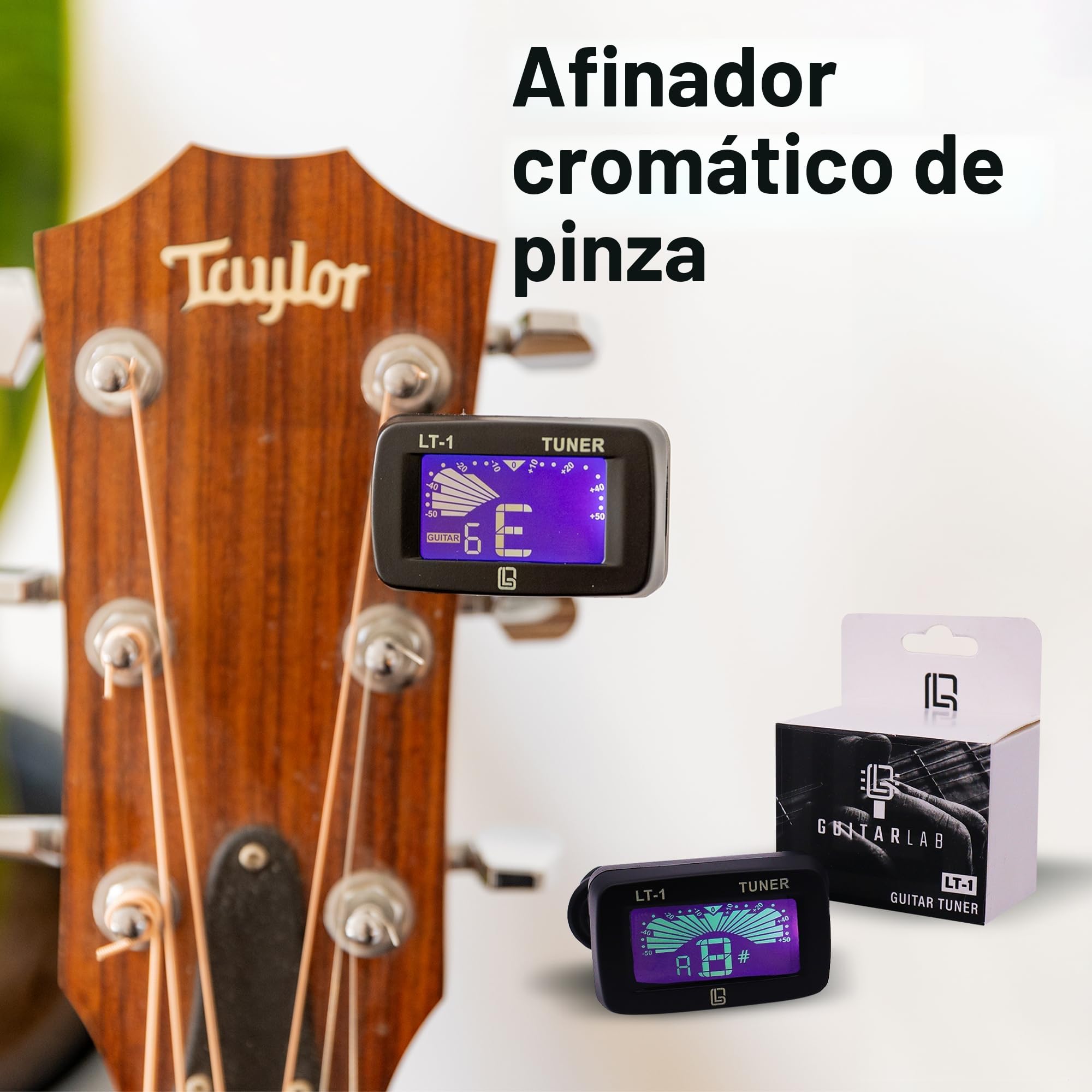 Guitar Lab Kit de accesorios para guitarra – Caja metálica resistente con correa, capodastro, afinador electrónico con clip y púas - Idea de regalo