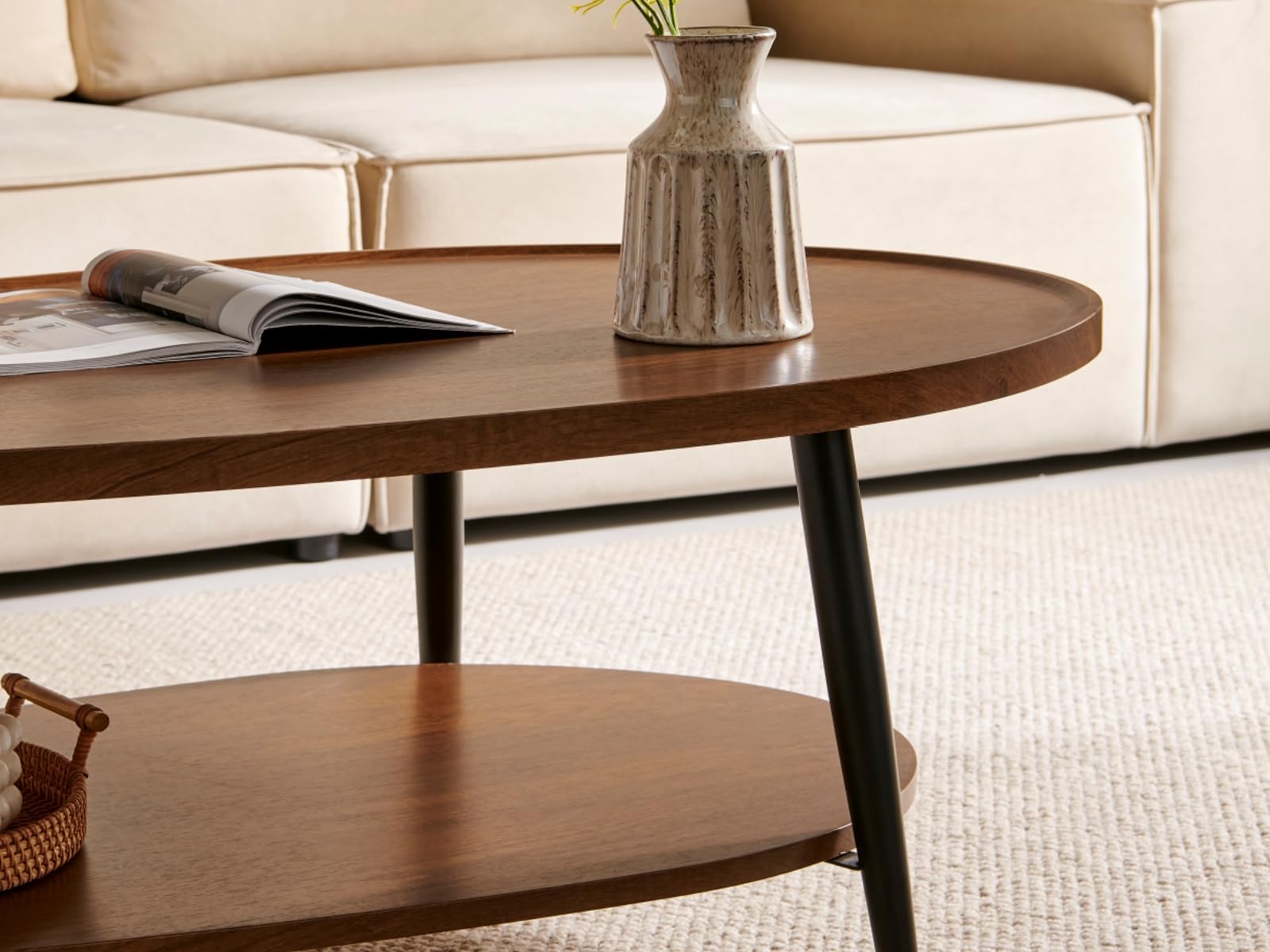 Amazon.com: Saint Mossi Oval Wood Coffee Table, Mid-Century Modern