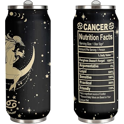 tatamonkey Cancer Constellation Tumbler Zodiac Mens Womens Stainless Steel Tumblers Astrology Fans Birthday Gifts Coffee Sublimation Mugs Car Cup - 17 OZ