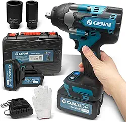 Chaves de Impacto Elétrica 21V com Função Furadeira, Torque 700NM, LED, Parafusadeira de Impacto com 2 Baterias, Inclui Maleta e 2 Soquetes