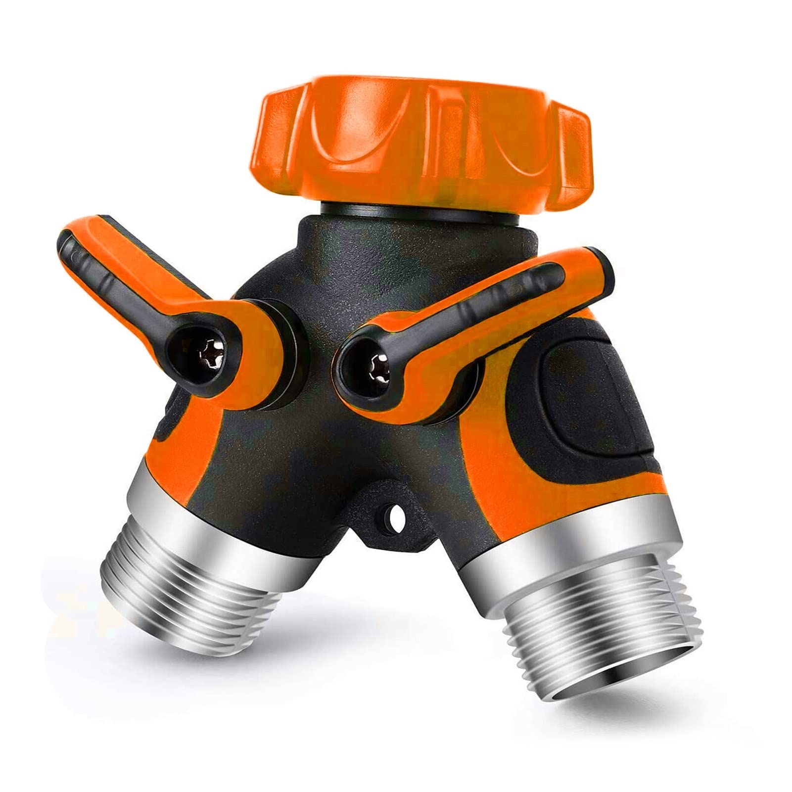 Generic 2Pcs 2 Way Heavy Duty Garden Hose Distributor Tap Hose Splitter Y Connector Distributor Shut Off Water Valves Easy To Install(Orange)