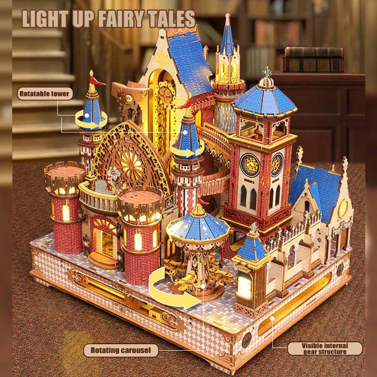 3D Wooden Architecture Model Kit for DIY Assembly and Display