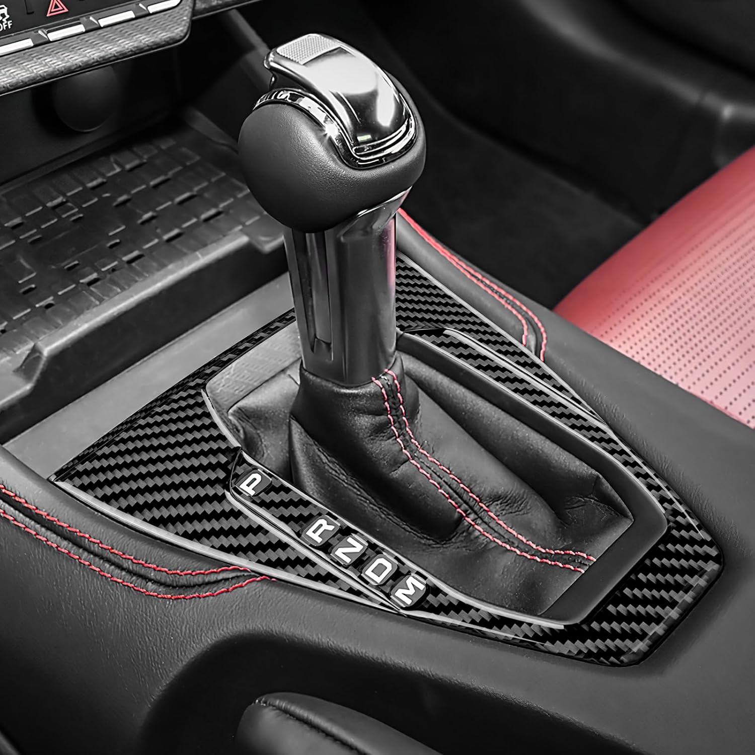 AIRSPEED for 2024 2025 Ford Mustang Carbon Fiber Gear Shift Frame Cover Center Console Interior Trim Accessories, Automatic Transmission Black image 4