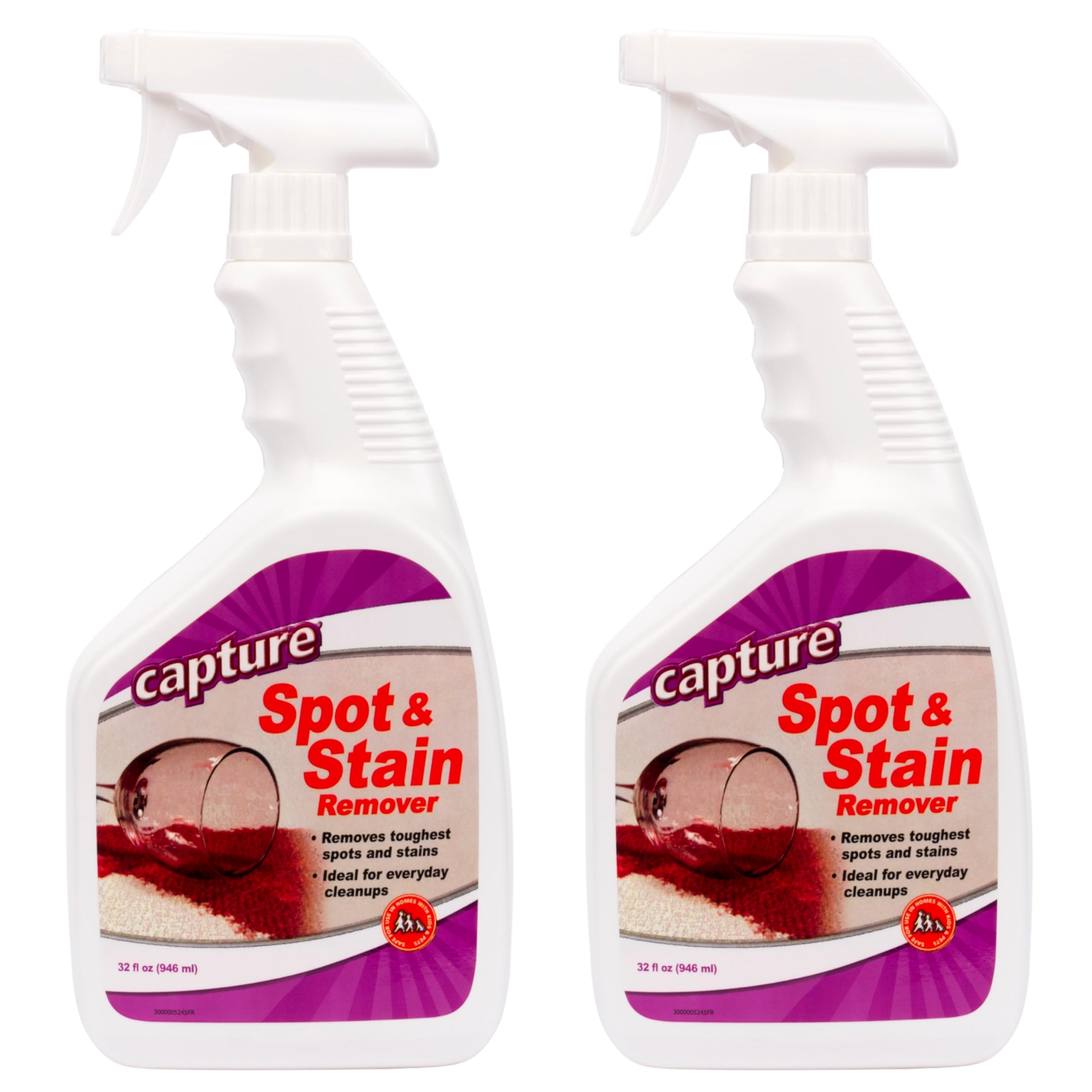 Spot and Stain Remover Carpet - Dirt, Juice, Coffee, Wine, Food and Tough Rug Stains Eliminator - Couch, Sofa Cleaner and Stain Remover - Multi-Purpose Cleaning Essentials (32 oz) (2 Pack)
