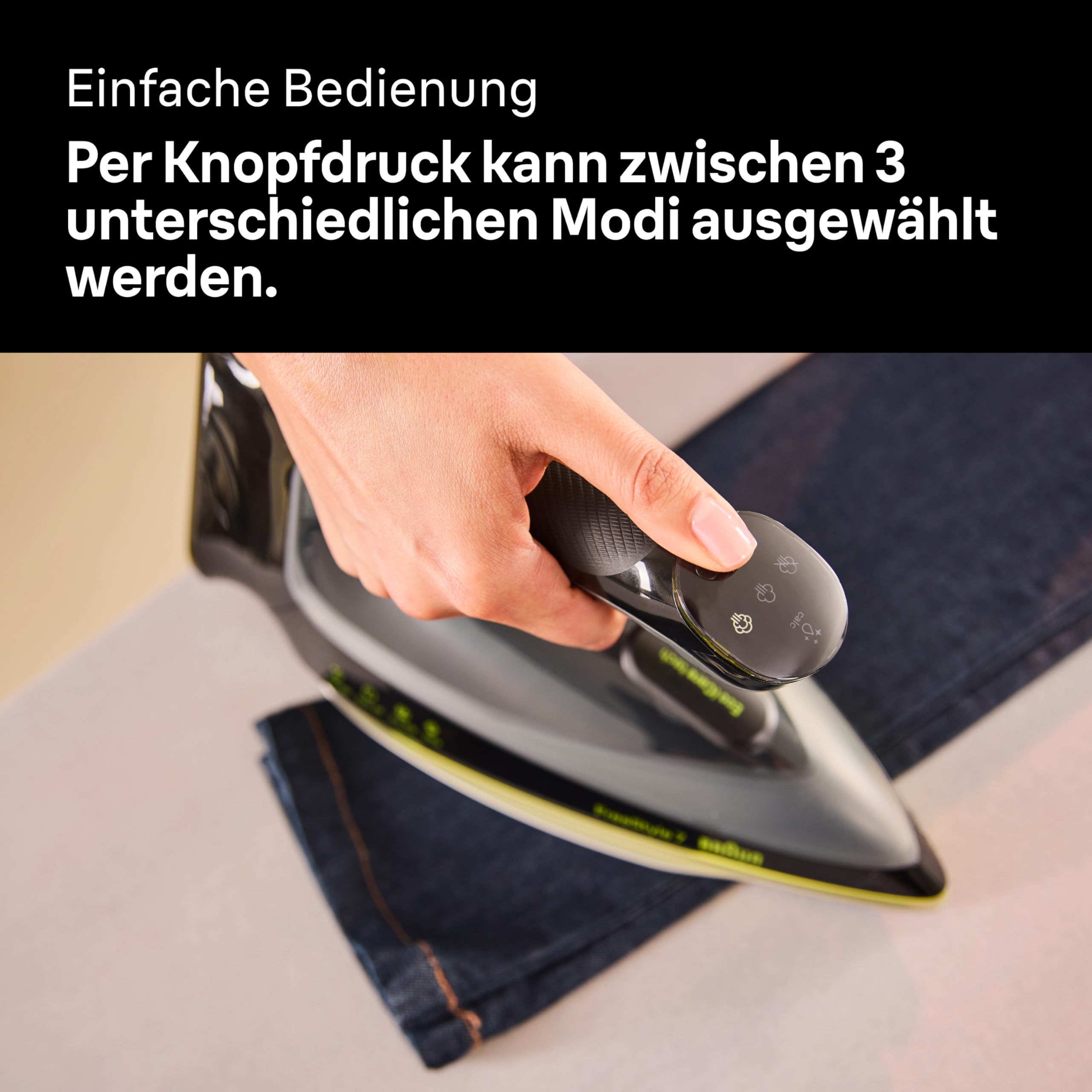 Braun FreeStyle 7 – Dampfbügeleisen mit ergonischem Griffdesign, Bügelergebnisse wie mit einer Dampfbügelstation, Schnelles und müheloses Bügeln, Schwarz/Grün (FI 7255 GR)